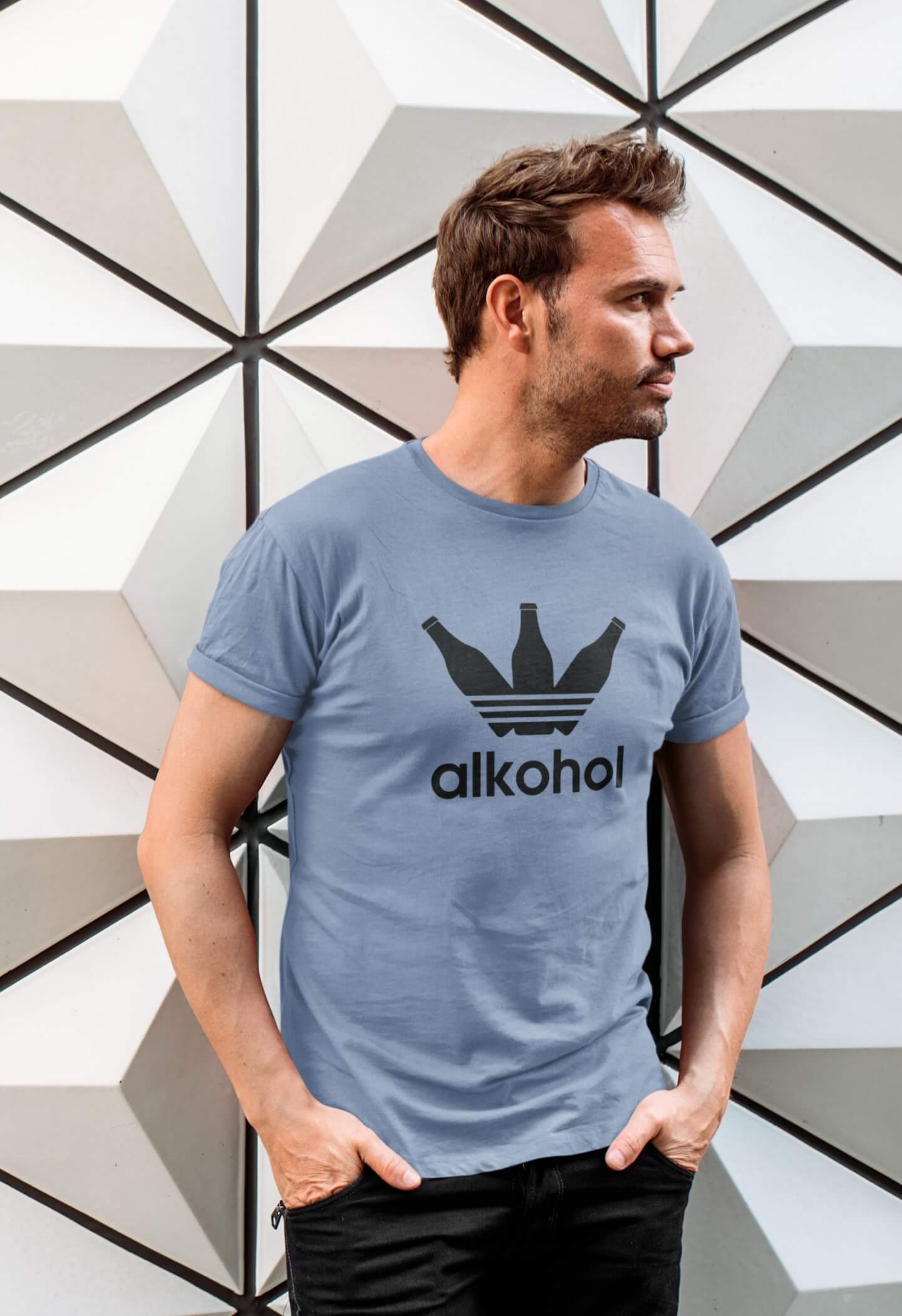 Pánské tričko s lahvemi Barva: Nebeská modrá, Velikost: 3XL
