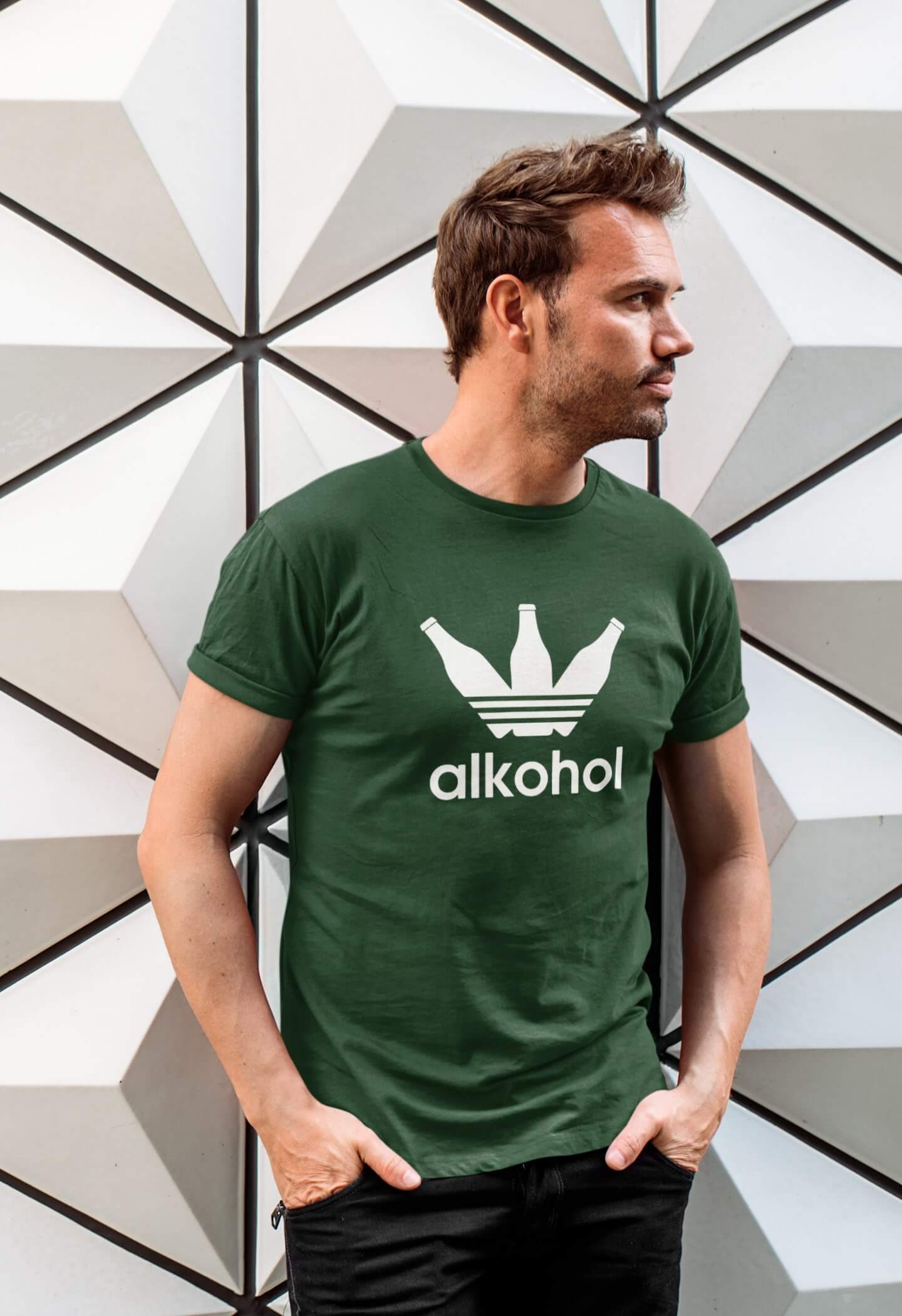 Pánské tričko s lahvemi Barva: Láhvově zelená, Velikost: 3XL