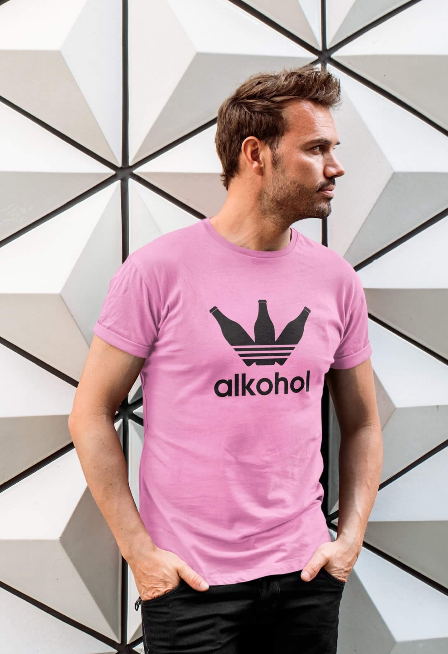 Pánské tričko s lahvemi Barva: Ružová, Velikost: 2XL