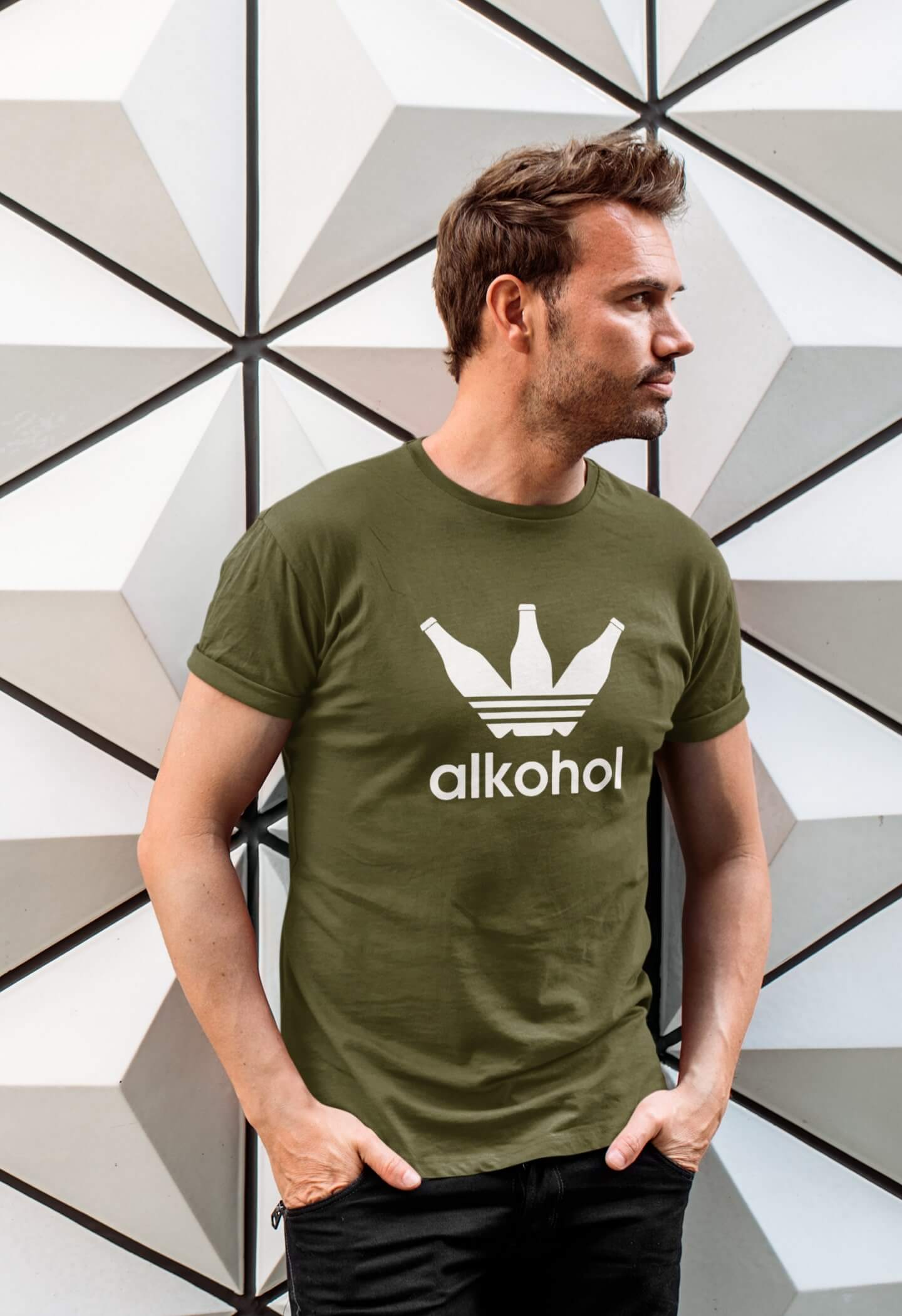 Pánské tričko s lahvemi Barva: Khaki, Velikost: 3XL