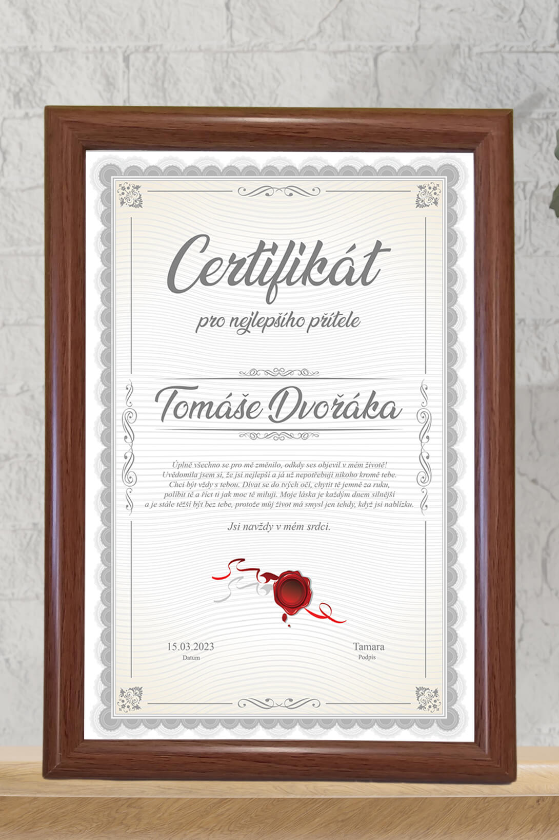 Certifikát pro nejlepšího přítele Barva: Hnědá