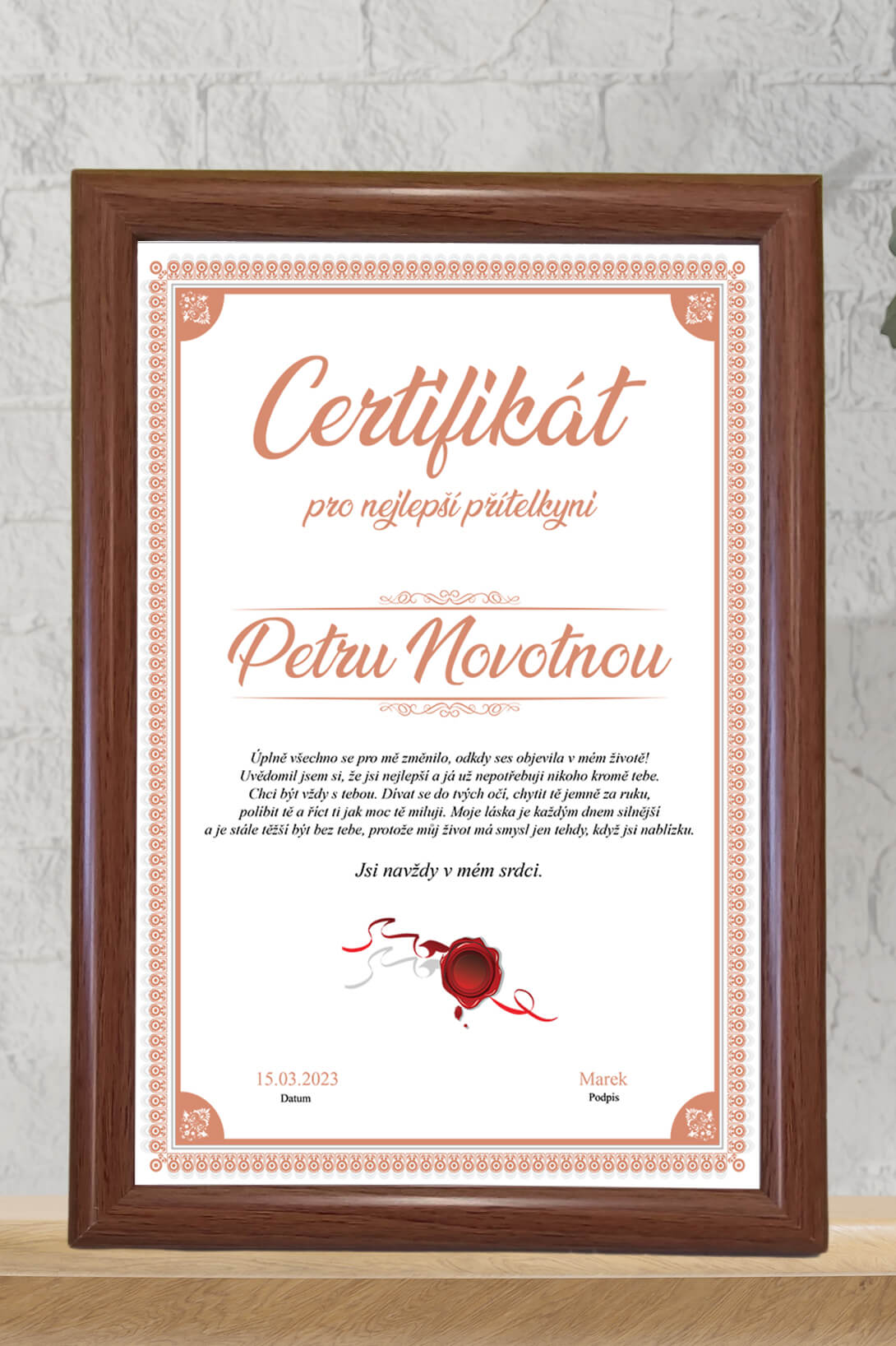 Certifikát pro nejlepší přítelkyni Barva: Hnědá