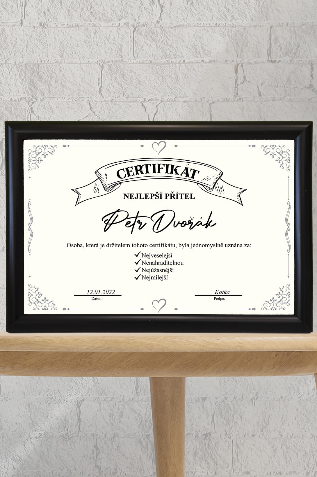 Certifikát Nejlepší přítel Barva: Černá