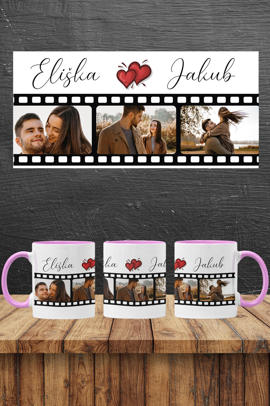 Hrnek s vlastními jmény Barva: Ružová