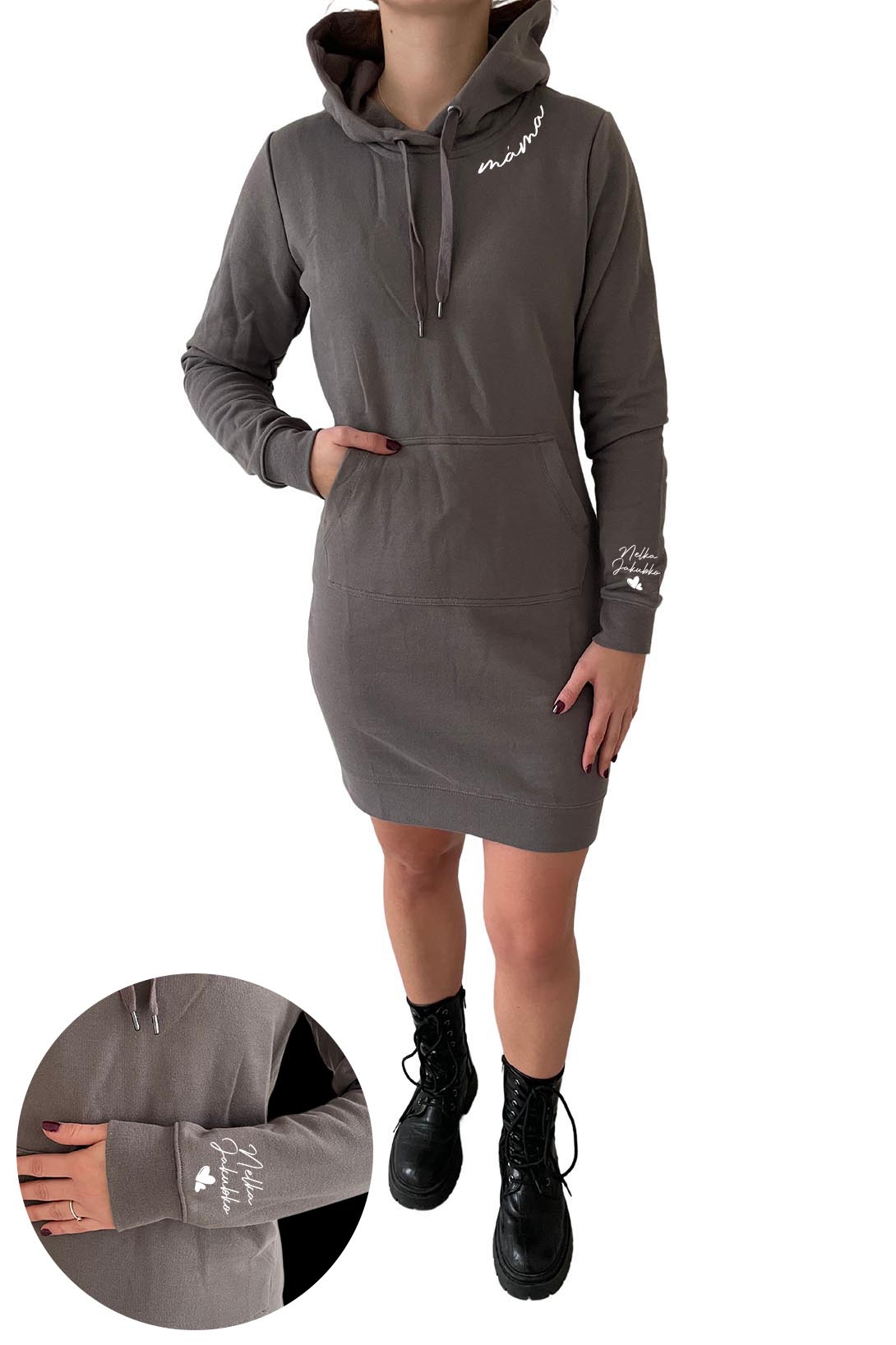 Dámské mikinové šaty máma Barva: Ocelová šedá, Velikost: 2XL