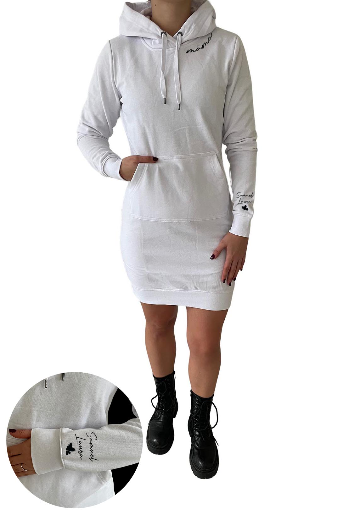 Dámské mikinové šaty máma Barva: Bíla, Velikost: 2XL