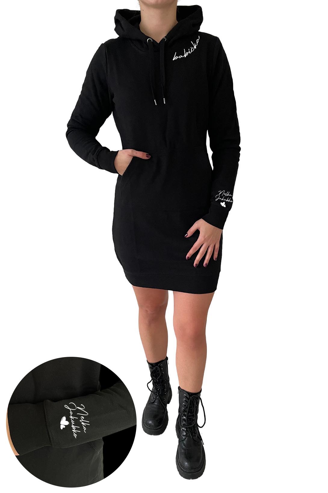 Dámské mikinové šaty babička Barva: Černá, Velikost: 2XL