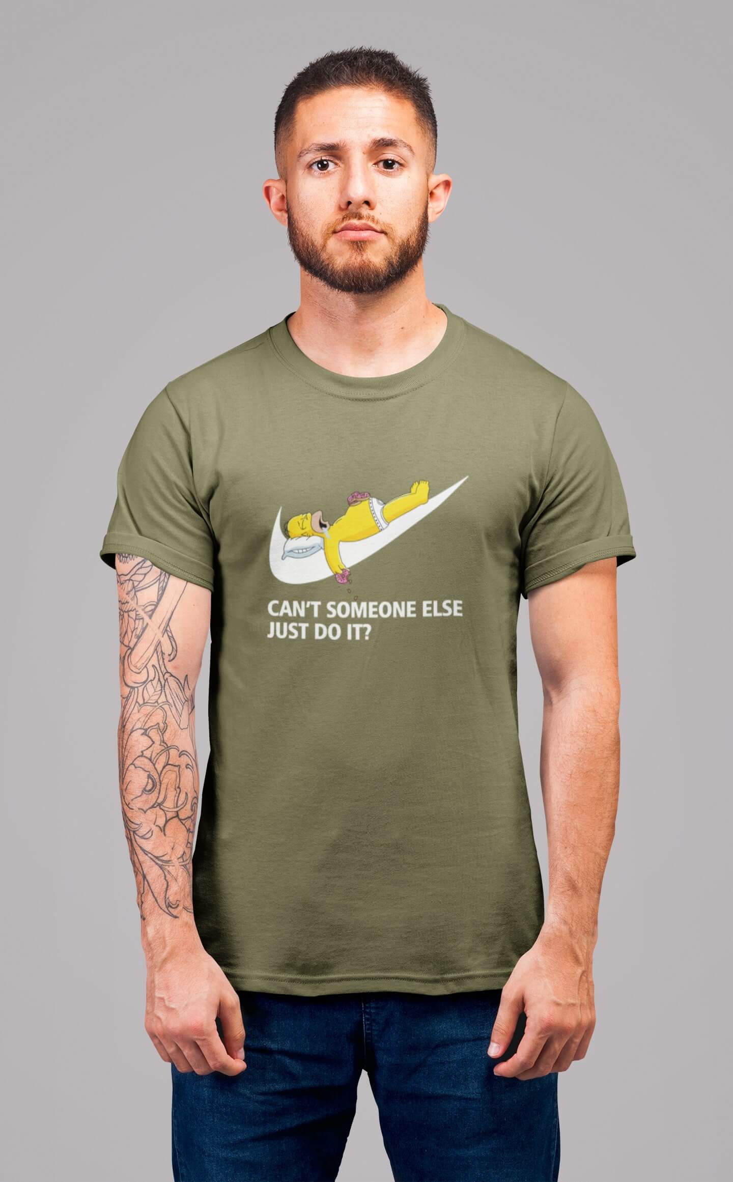 Pánské tričko Just do it Barva: Svetlá khaki, Velikost: S