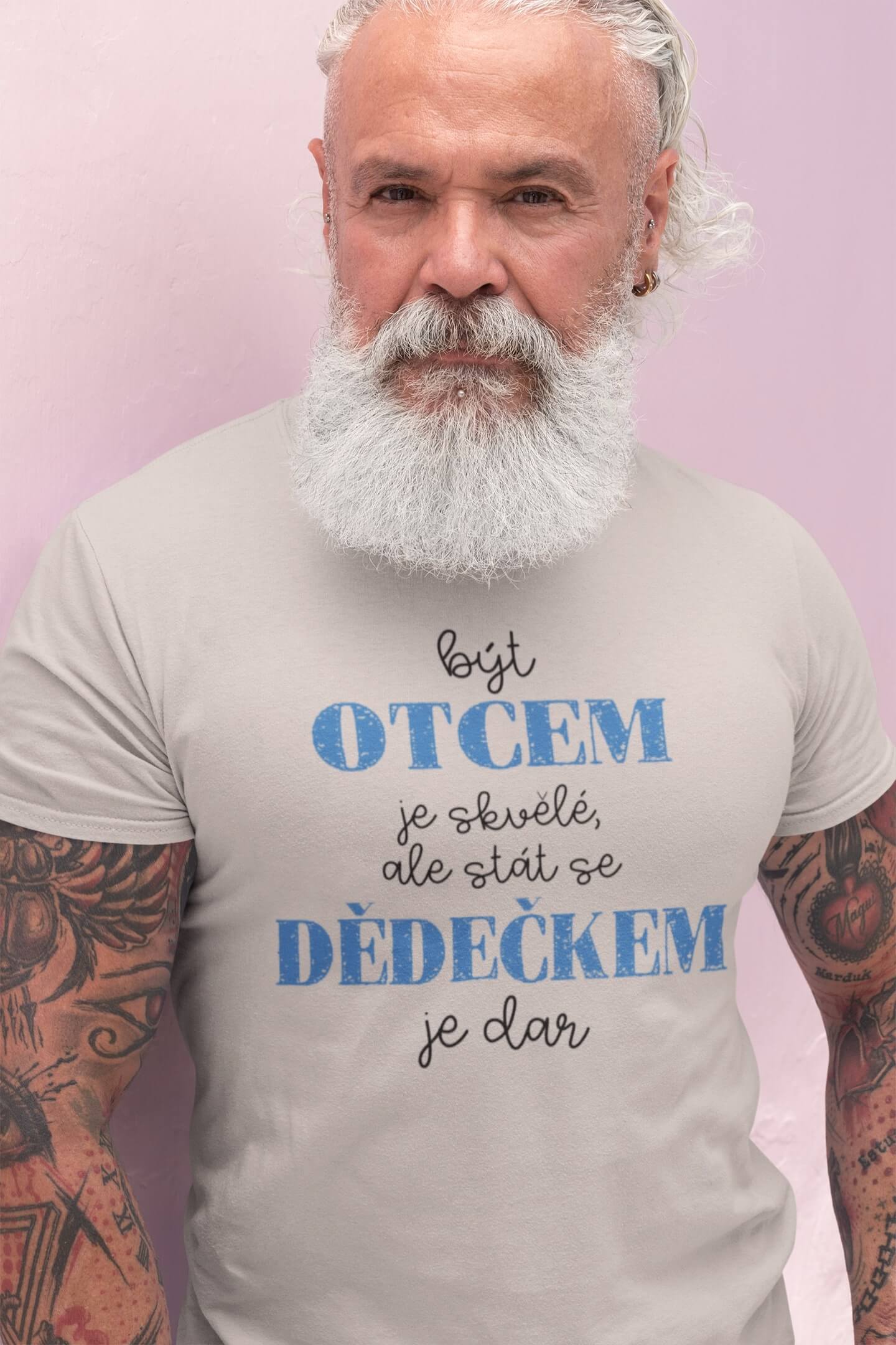 Pánské tričko Stát se dědečkem je dar Barva: Ledově šedá, Velikost: S