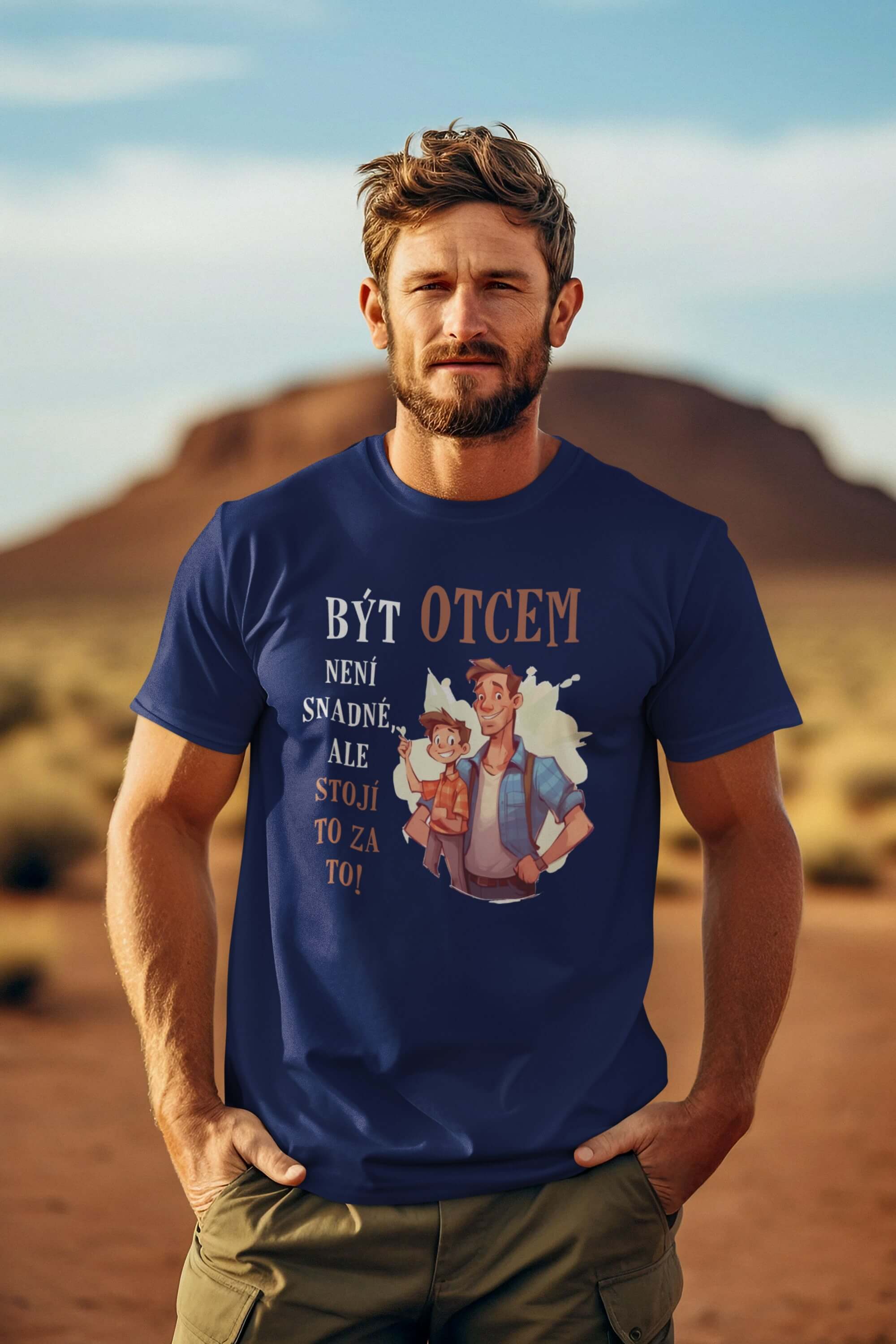 Pánské tričko Být otcem není snadné Barva: Půlnoční modrá, Velikost: 3XL