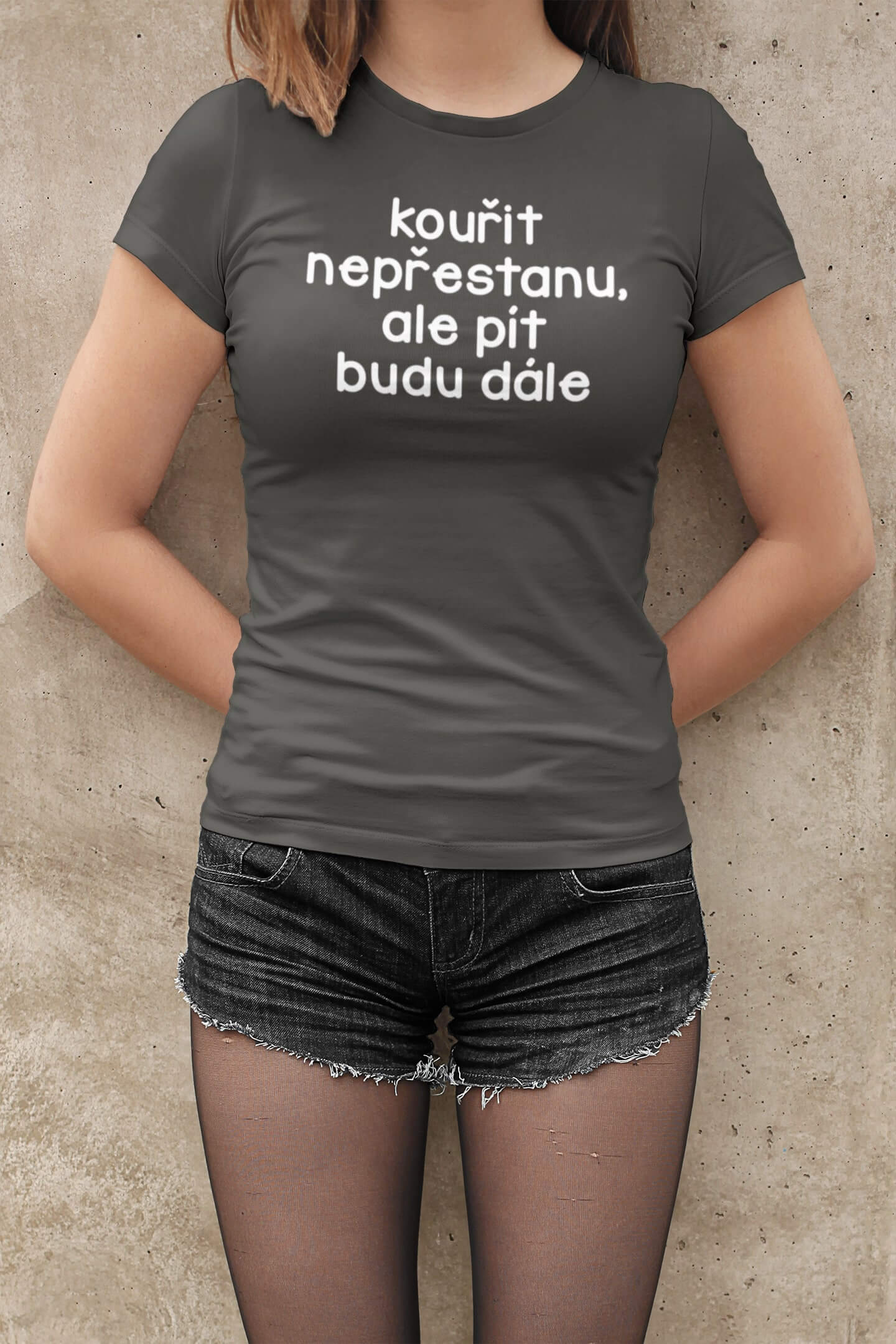 Levně Dámské tričko Kouřit nepřestanu Barva: Tmavá břidlice