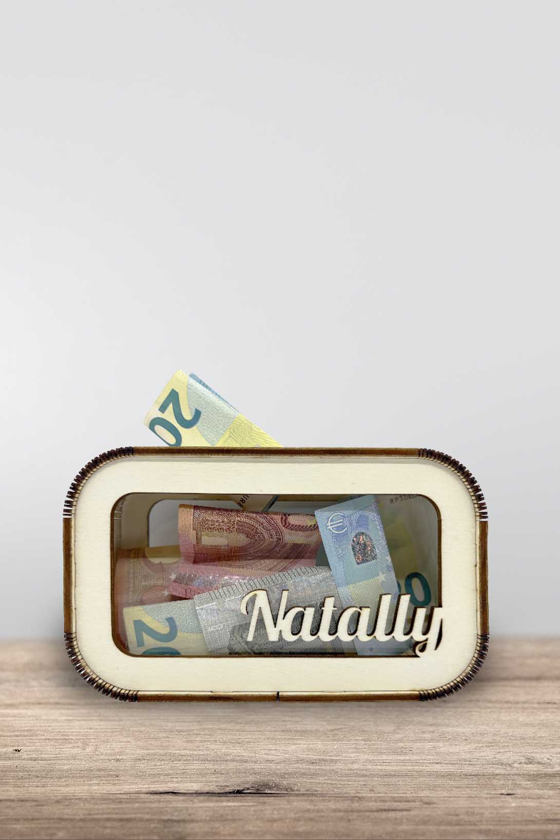 Dřevěná pokladnička s vlastním jménem