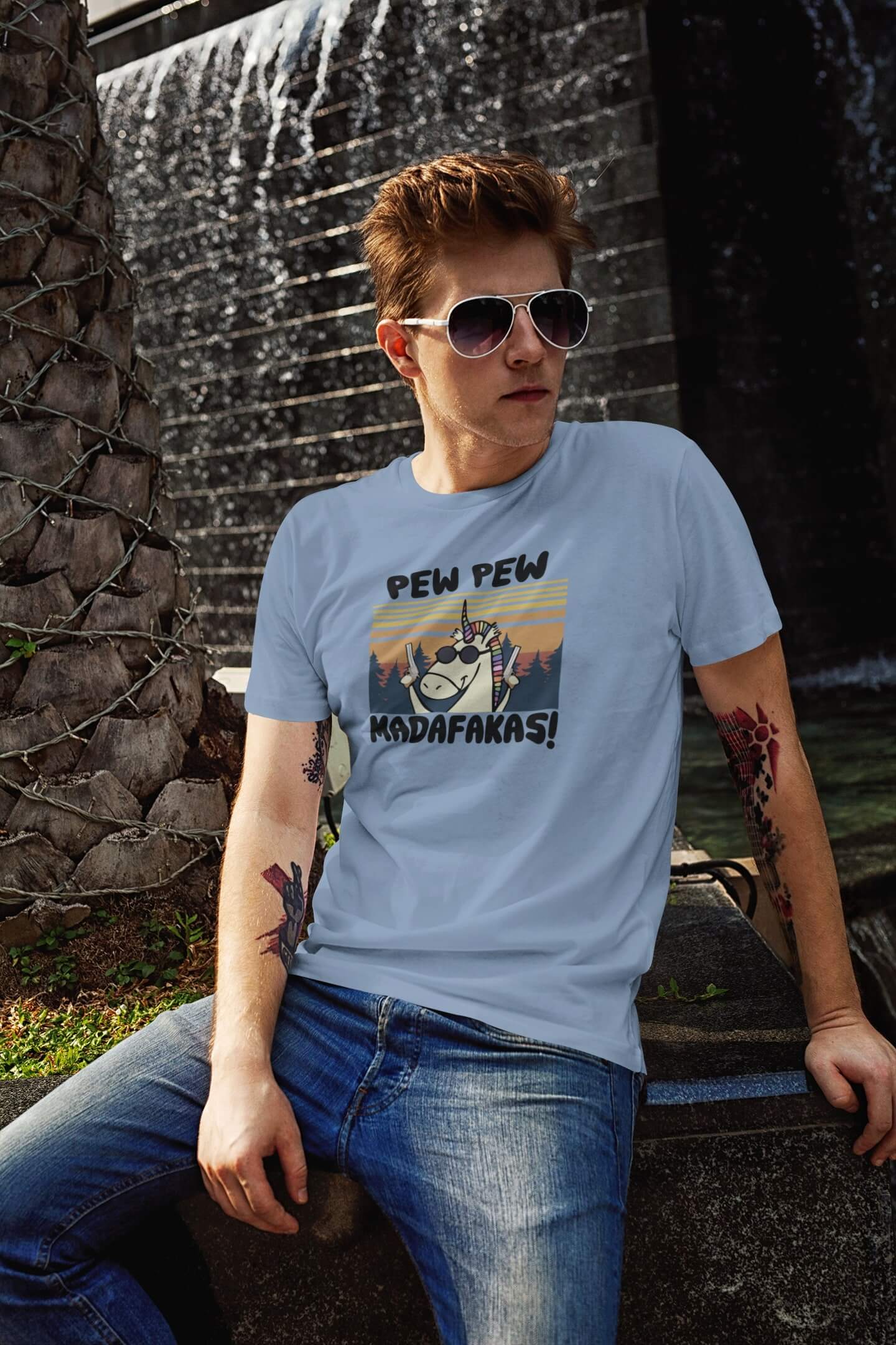 Pánské tričko Madafakas Barva: Nebeská modrá, Velikost: L