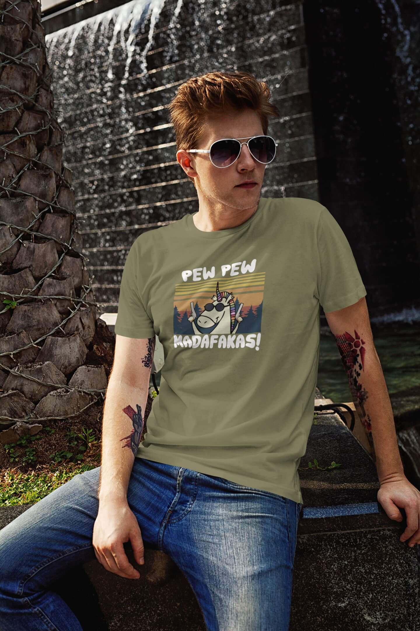 Pánské tričko Madafakas Barva: Svetlá khaki, Velikost: L