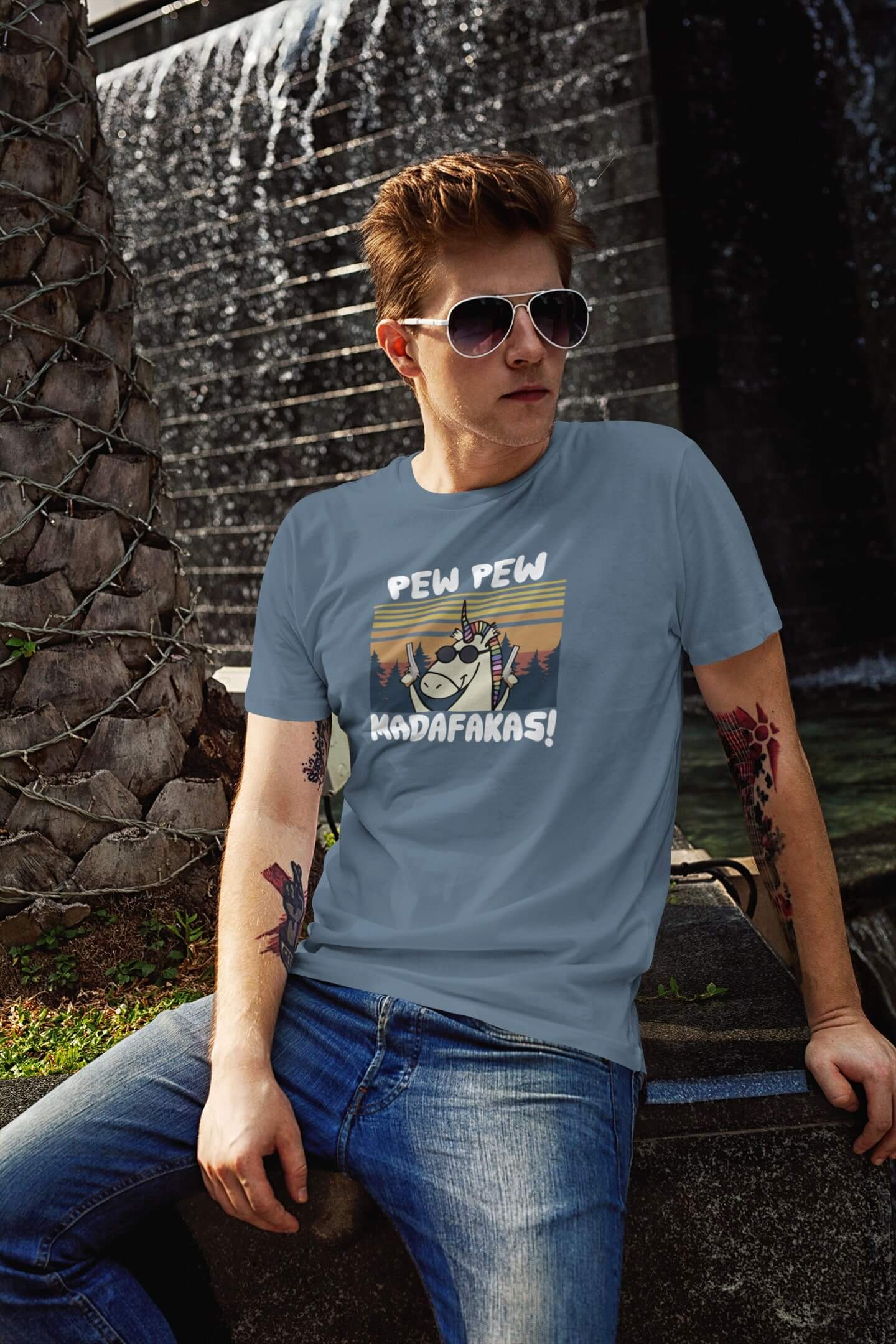 Pánské tričko Madafakas Barva: Denim, Velikost: S