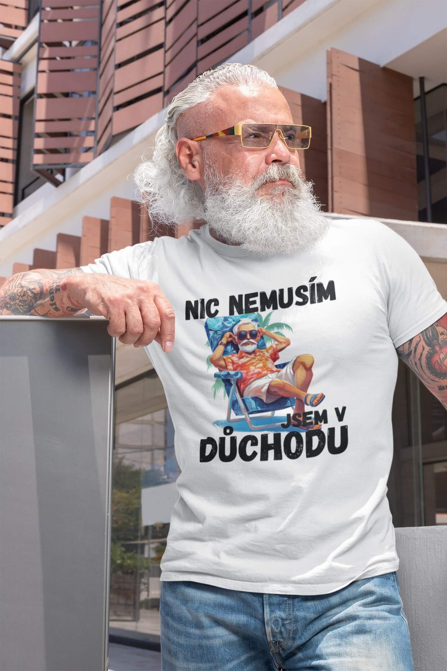 Pánské tričko Jsem v důchodu Barva: Bíla, Velikost: 5XL