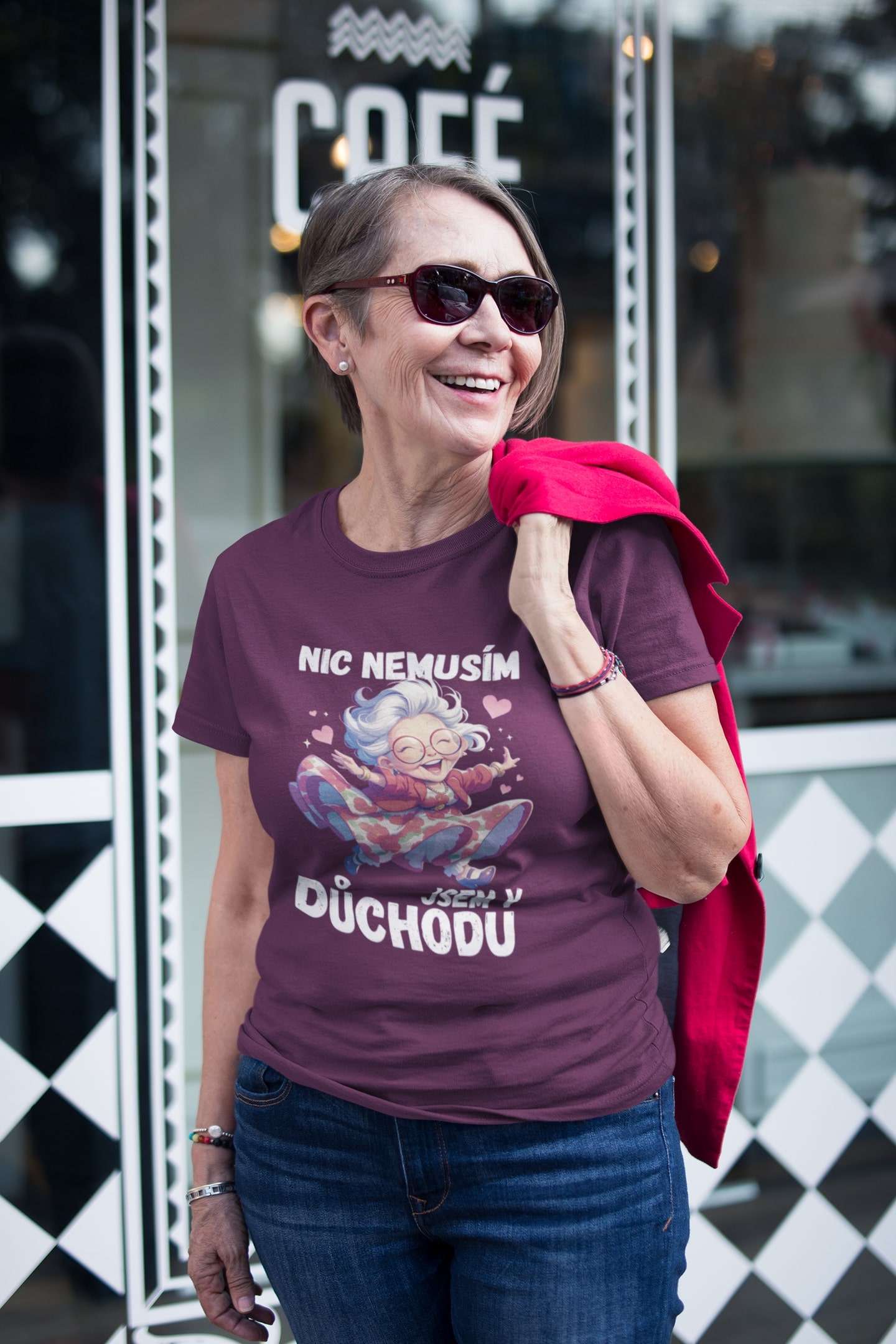 Dámské tričko Jsem v důchodu Barva: Fuchsiová, Velikost: S