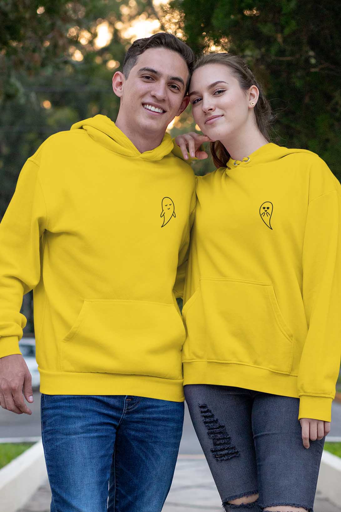 Mikiny pro páry Duchové Barva: Žlutá, Dámska velikost: XS, Pánska velikost: 2XL