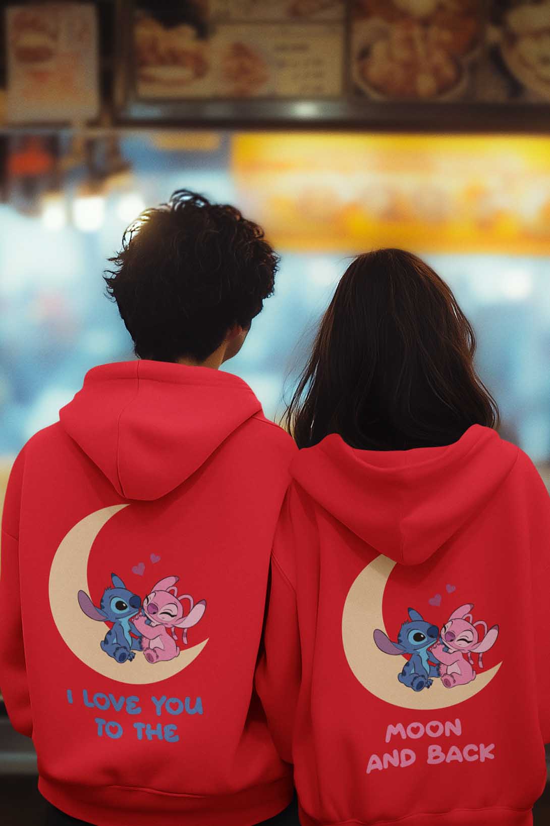 Mikiny pro páry Stitch Barva: Červená, Dámska velikost: XS, Pánska velikost: 3XL