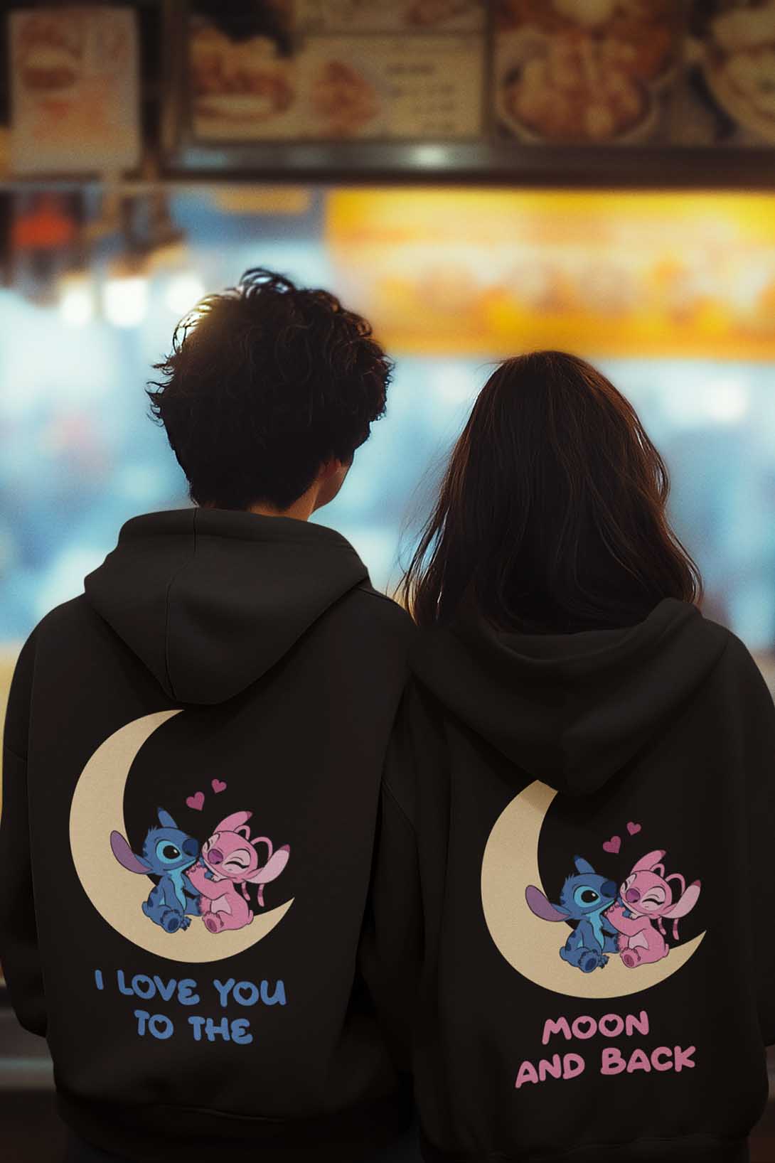 Mikiny pro páry Stitch Barva: Černá, Dámska velikost: XS, Pánska velikost: 3XL