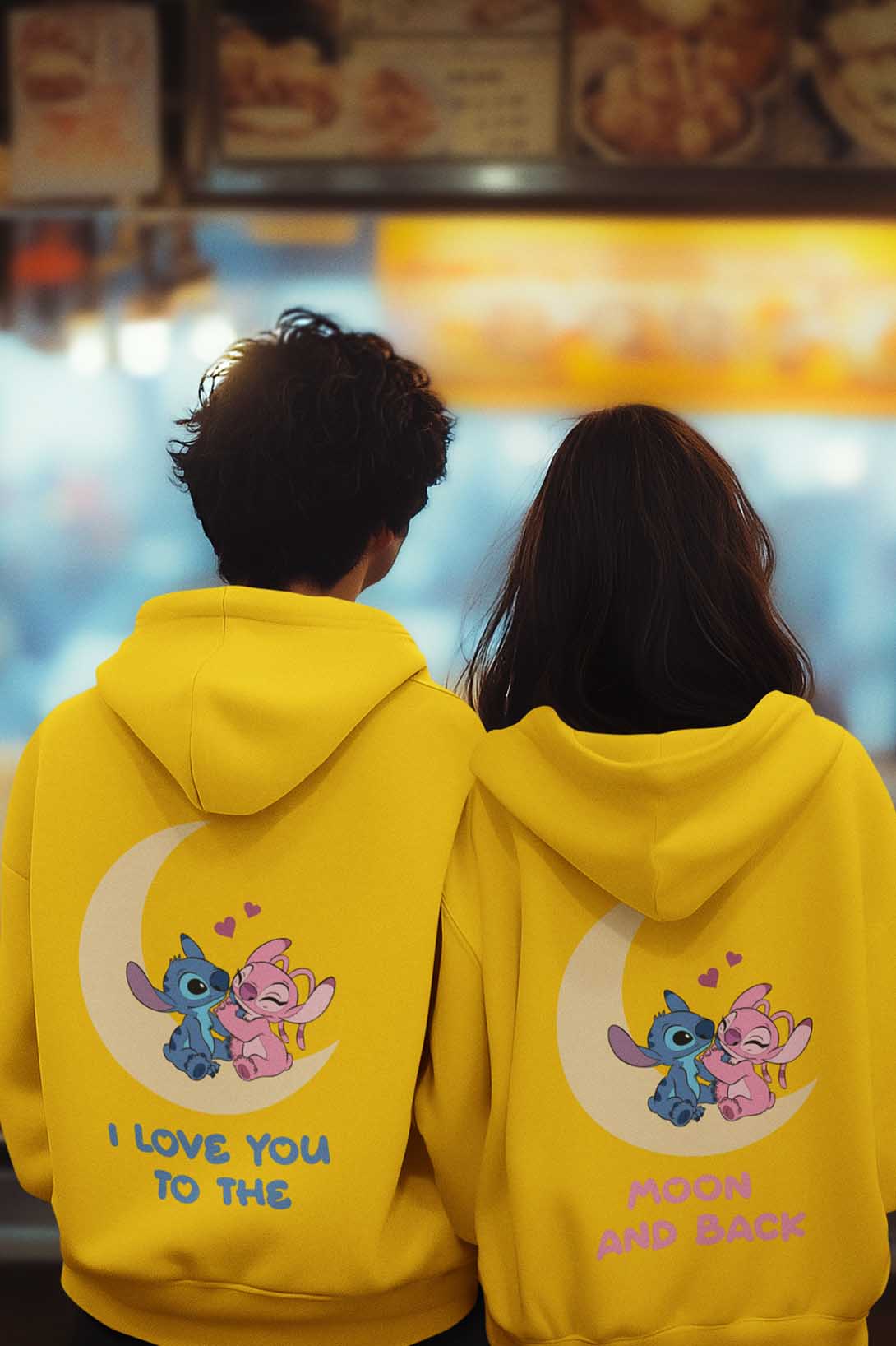 Mikiny pro páry Stitch Barva: Žlutá, Dámska velikost: XS, Pánska velikost: S