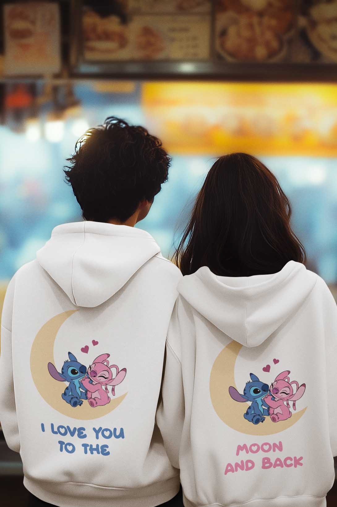 Mikiny pro páry Stitch Barva: Bílá, Dámska velikost: S, Pánska velikost: 4XL