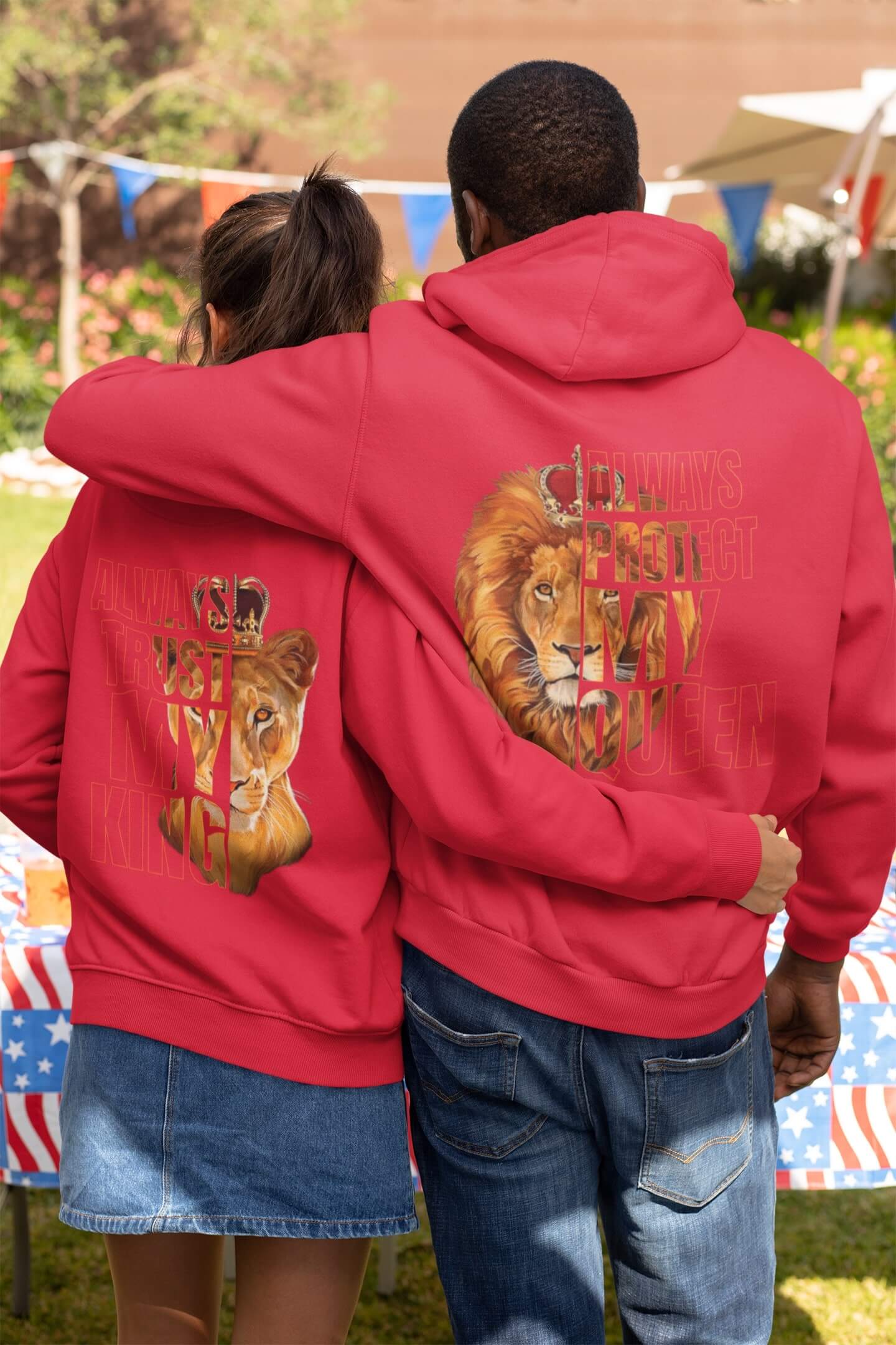 MMO Mikiny pro páry Trust and protect Barva: Červená, Dámska velikost: XS, Pánska velikost: M