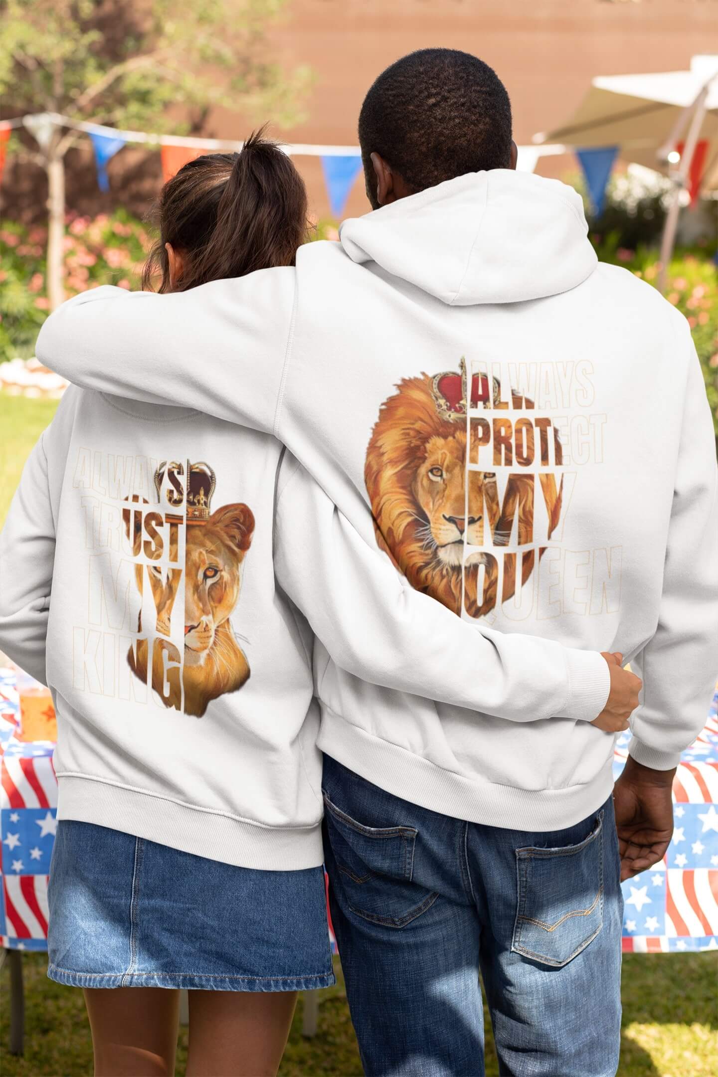 MMO Mikiny pro páry Trust and protect Barva: Bílá, Dámska velikost: 2XL, Pánska velikost: 3XL