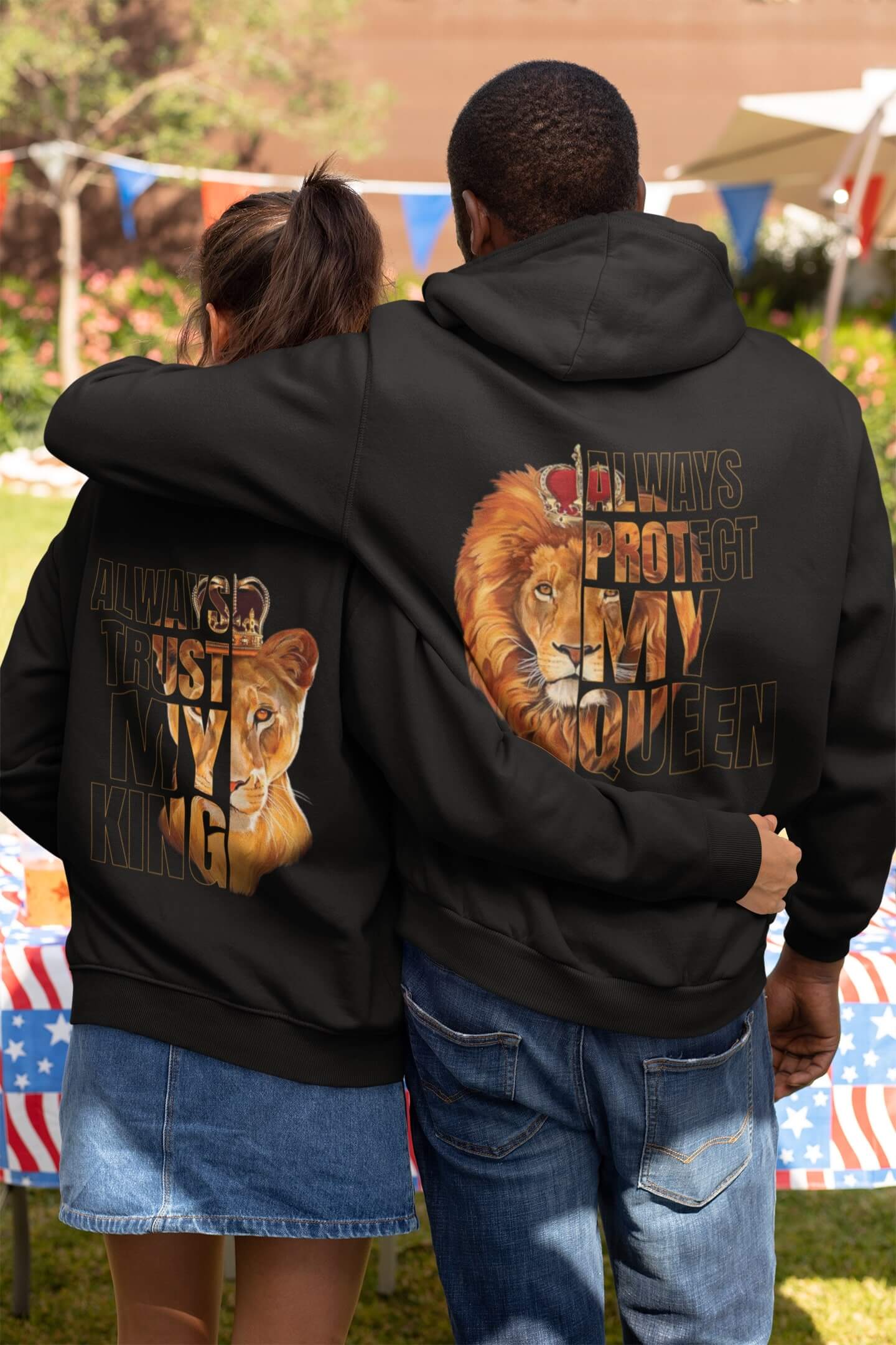 MMO Mikiny pro páry Trust and protect Barva: Černá, Dámska velikost: XL, Pánska velikost: L