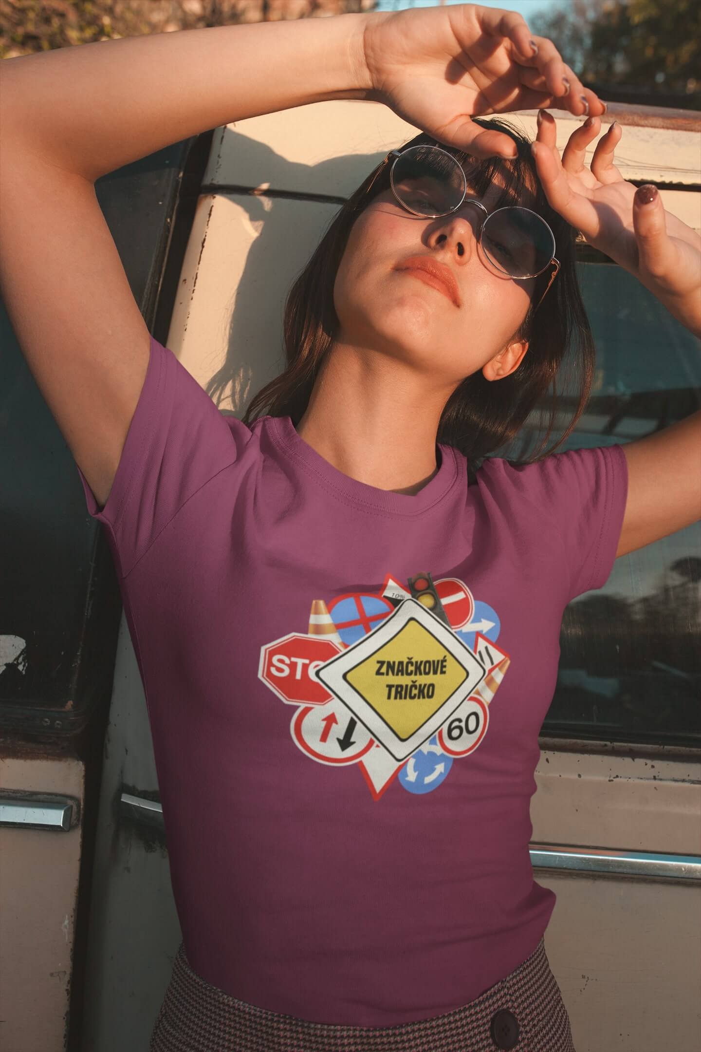 Dámské tričko Značkové tričko Barva: Fuchsiově červená