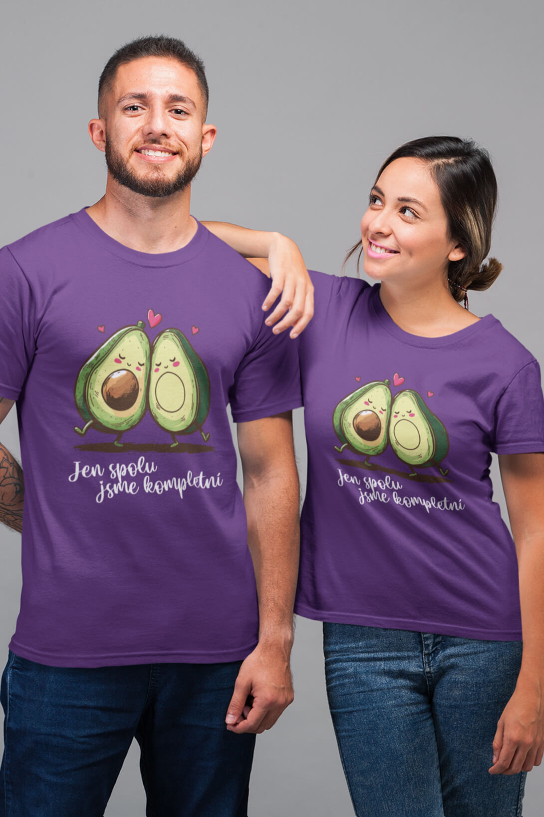 Trička pro páry Jen spolu jsme kompletní Barva: Fialová, Dámska velikost: 2XL, Pánska velikost: S