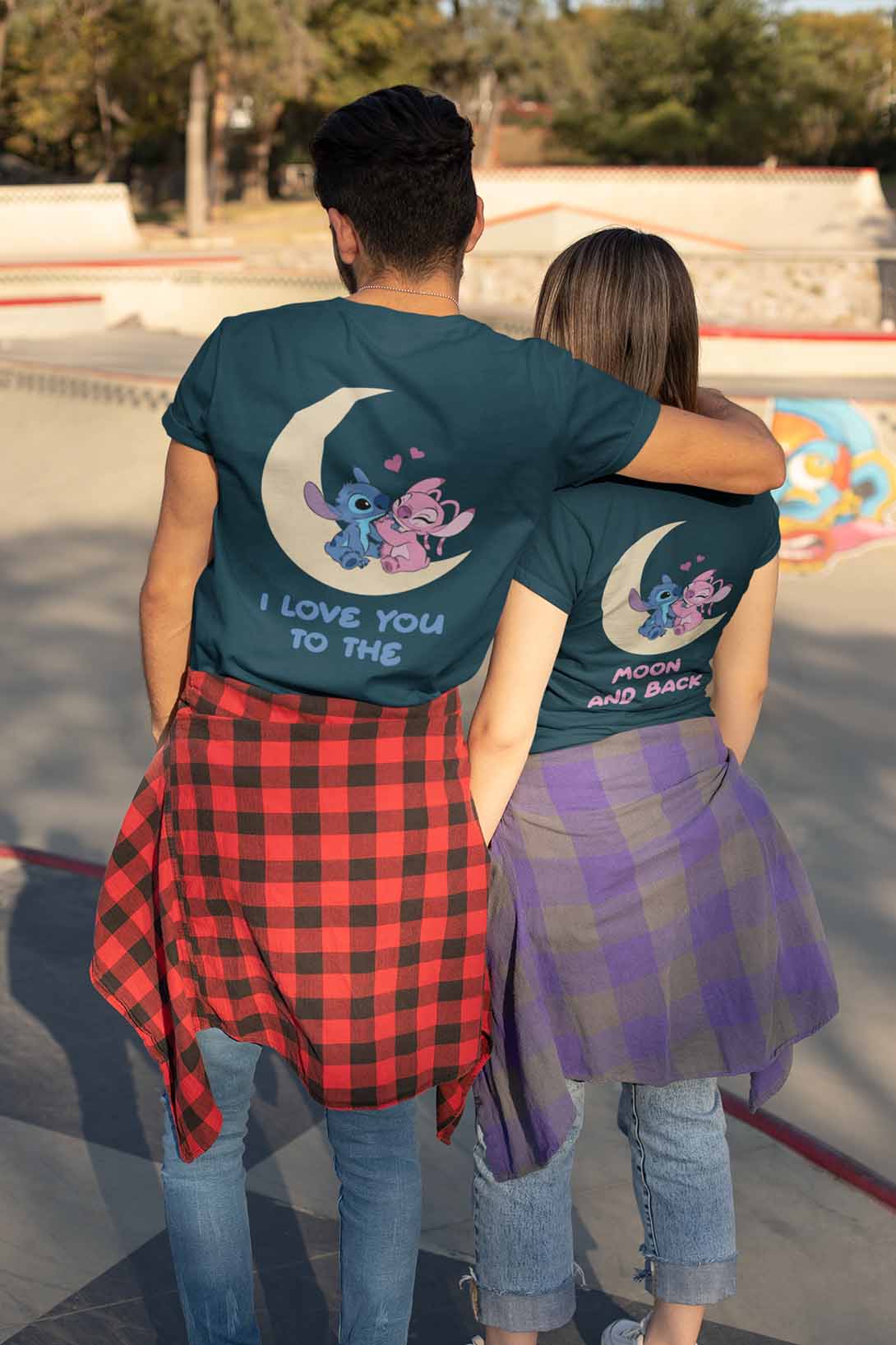 Trička pro páry Stitch Barva: Petrolejová, Dámska velikost: M, Pánska velikost: S