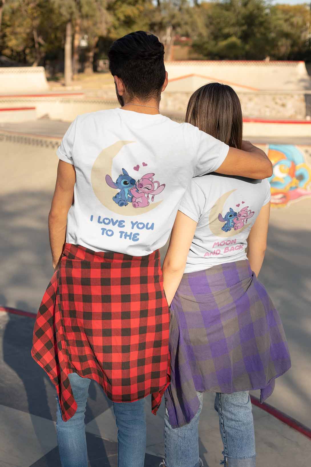 Trička pro páry Stitch Barva: Bílá, Dámska velikost: 2XL, Pánska velikost: 5XL