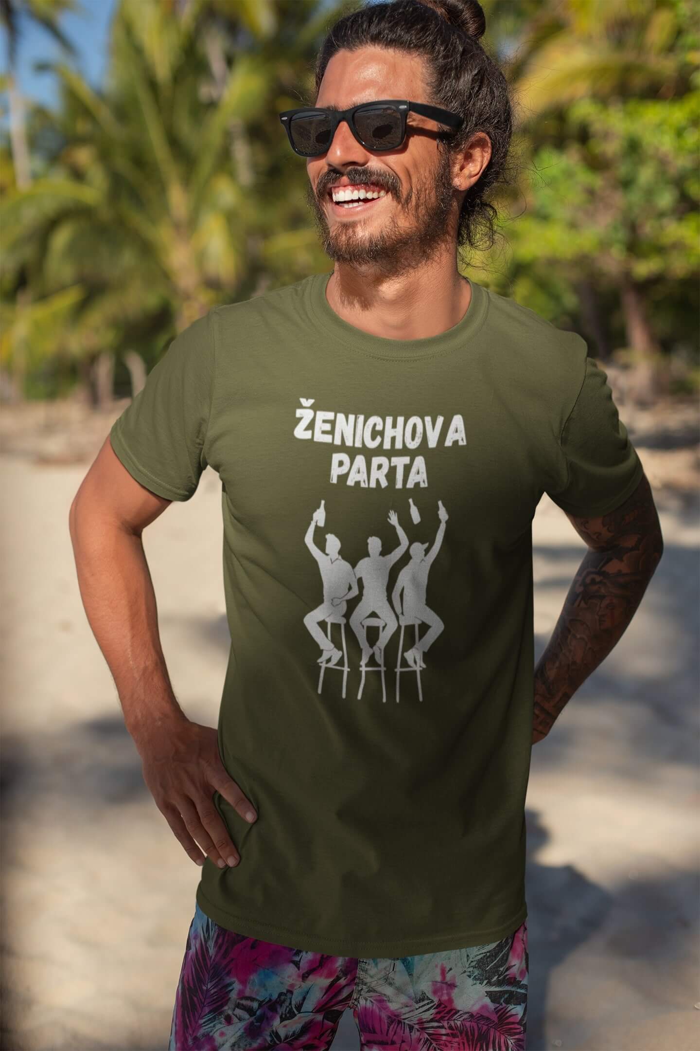 Pánske tričko Ženichova parta Barva: Khaki