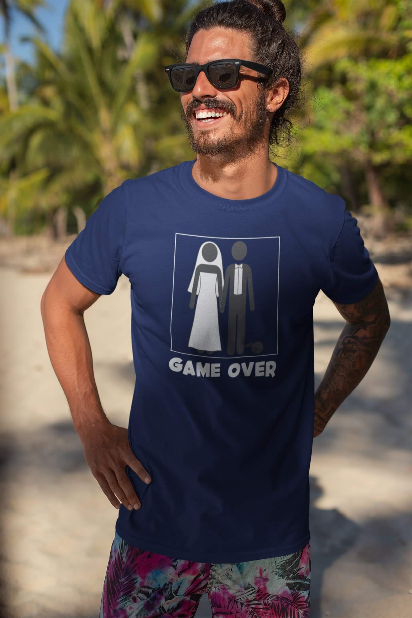 Pánske tričko Game over Barva: Půlnoční modrá