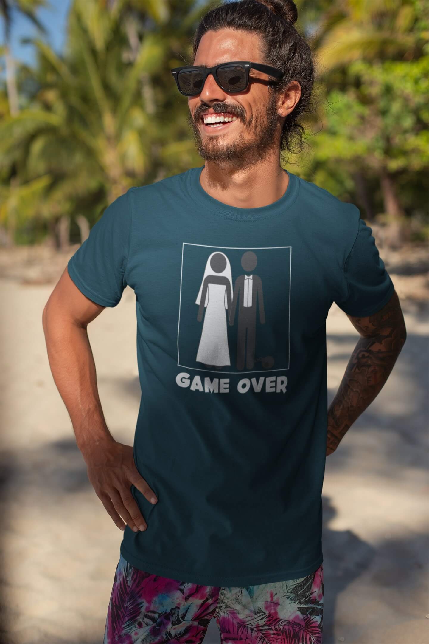 Pánske tričko Game over Barva: Petrolejová modrá