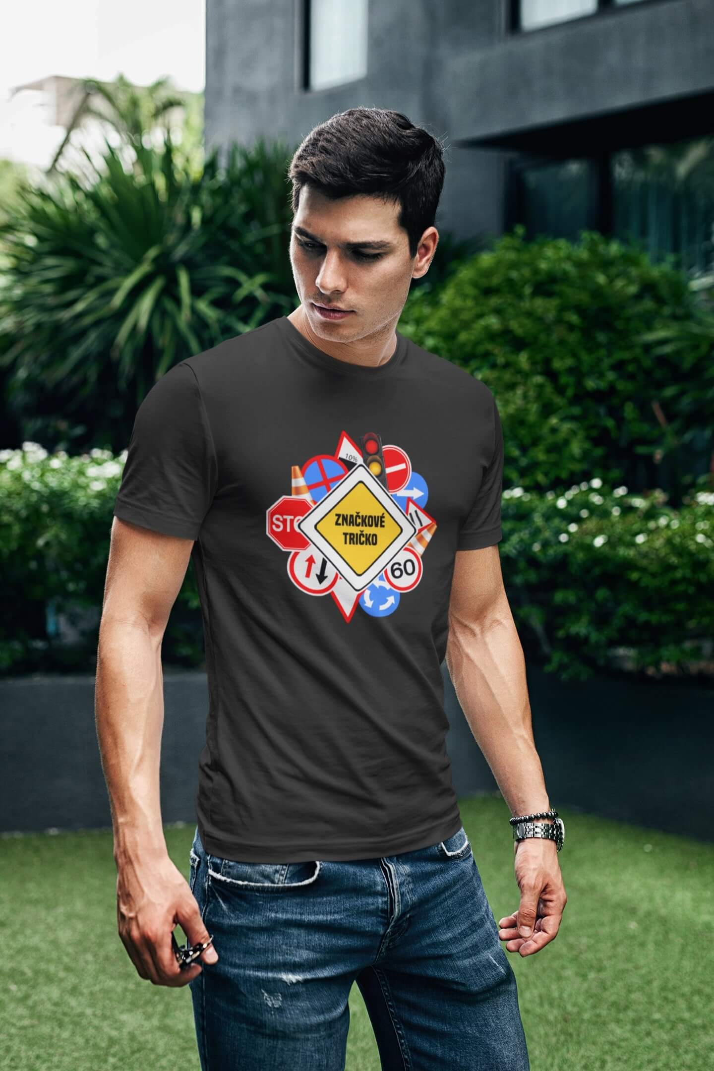 Pánské tričko Značkové tričko Barva: Ebony grey
