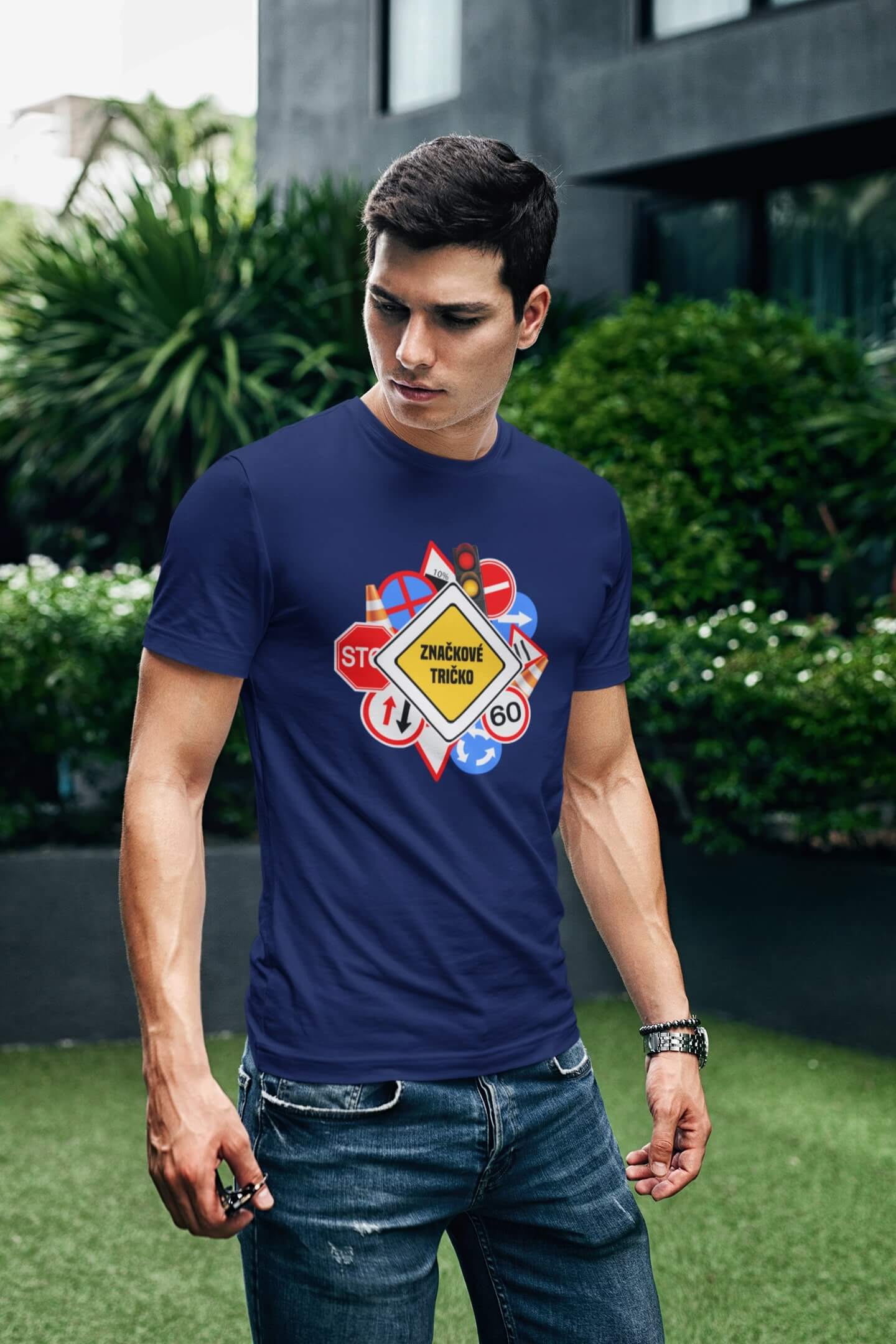 Pánské tričko Značkové tričko Barva: Půlnoční modrá