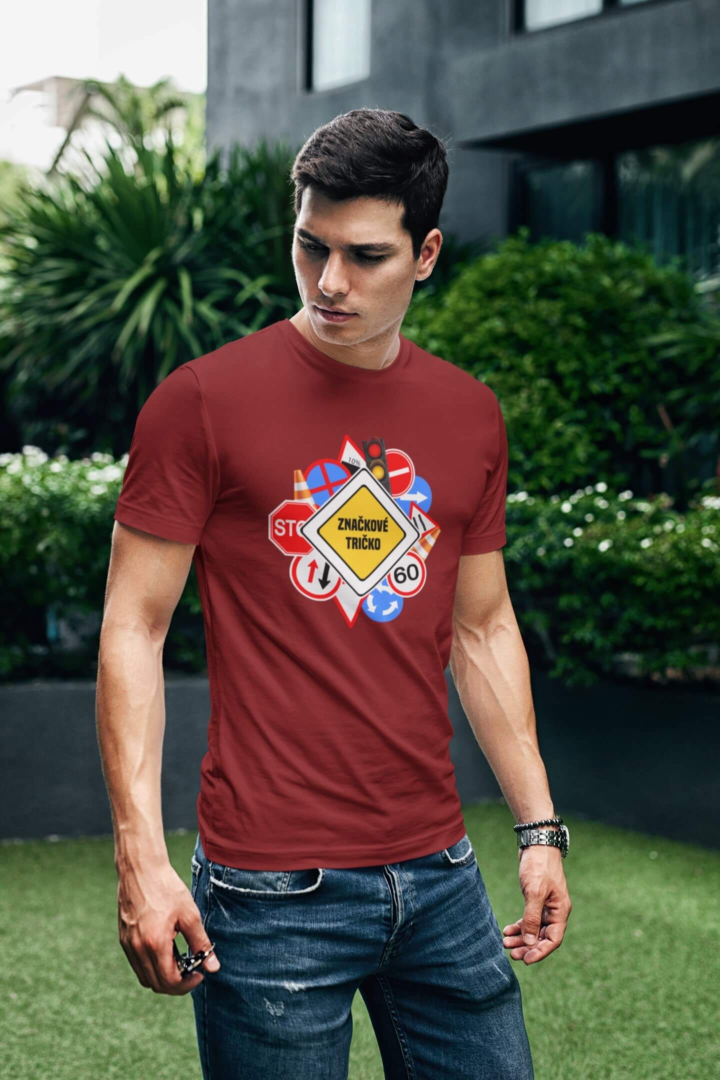 Pánské tričko Značkové tričko Barva: Bordová