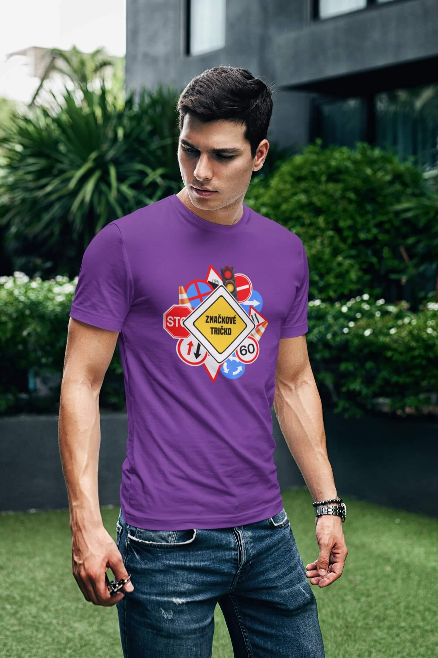 Pánské tričko Značkové tričko Barva: Fialová