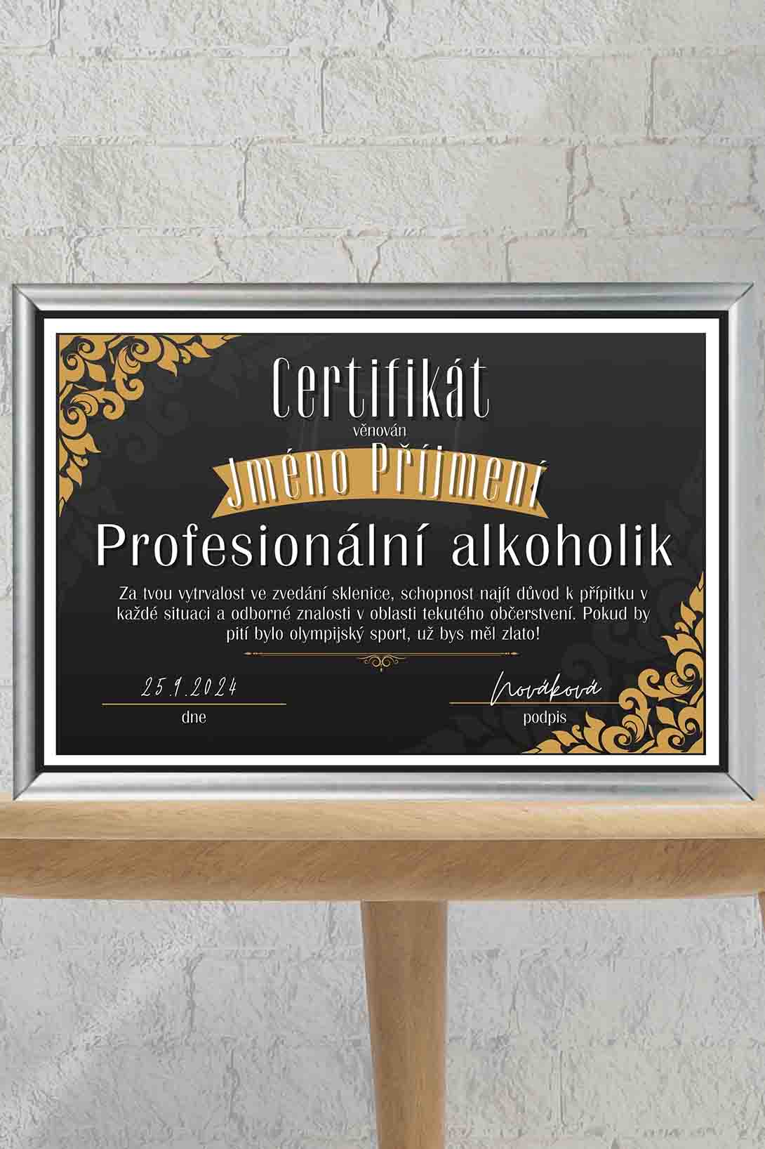 Certifikát Profesionální Alkoholik/Alkoholička