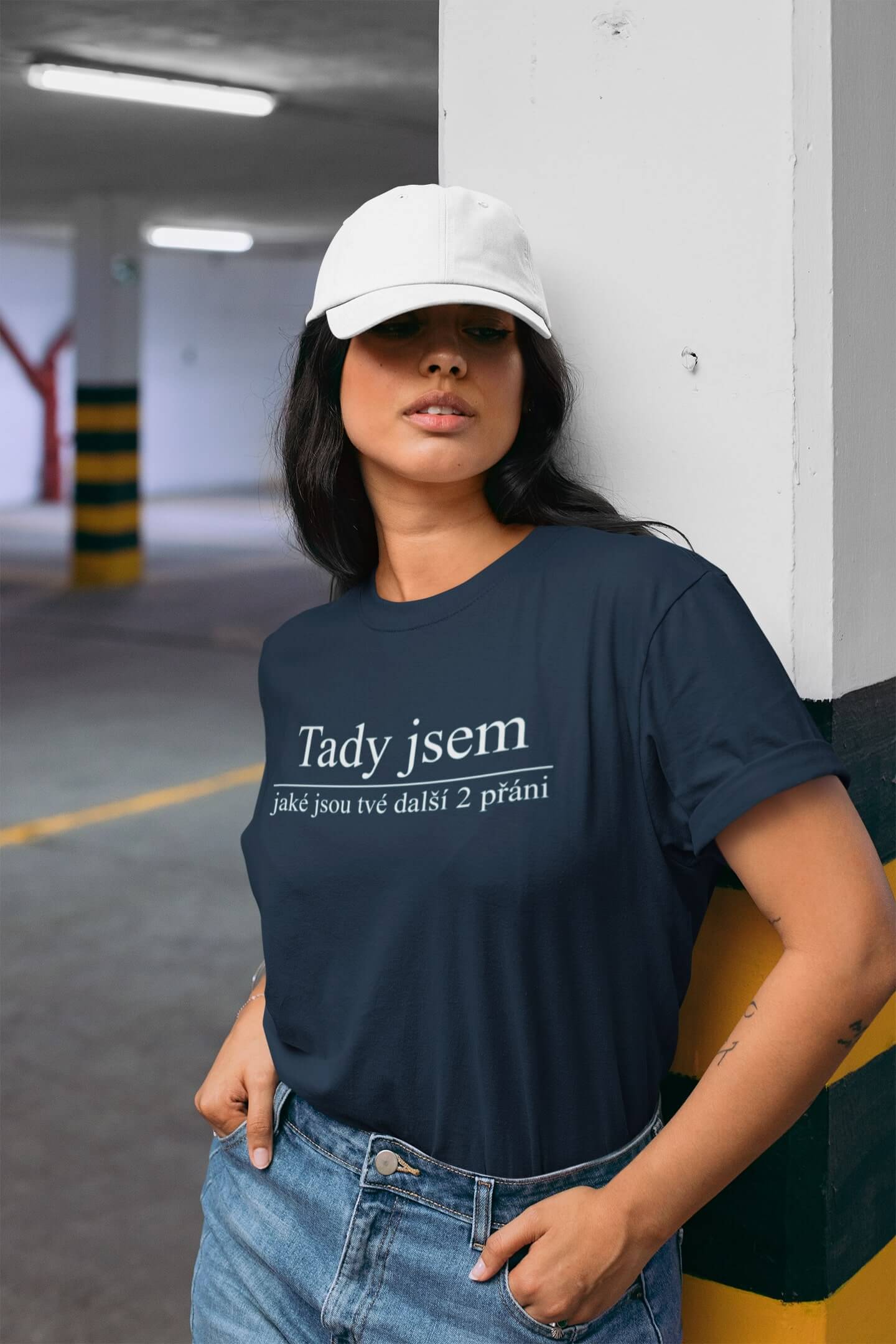 Dámské tričko Tady jsem Barva: Petrolejová modrá, Velikost: 2XL