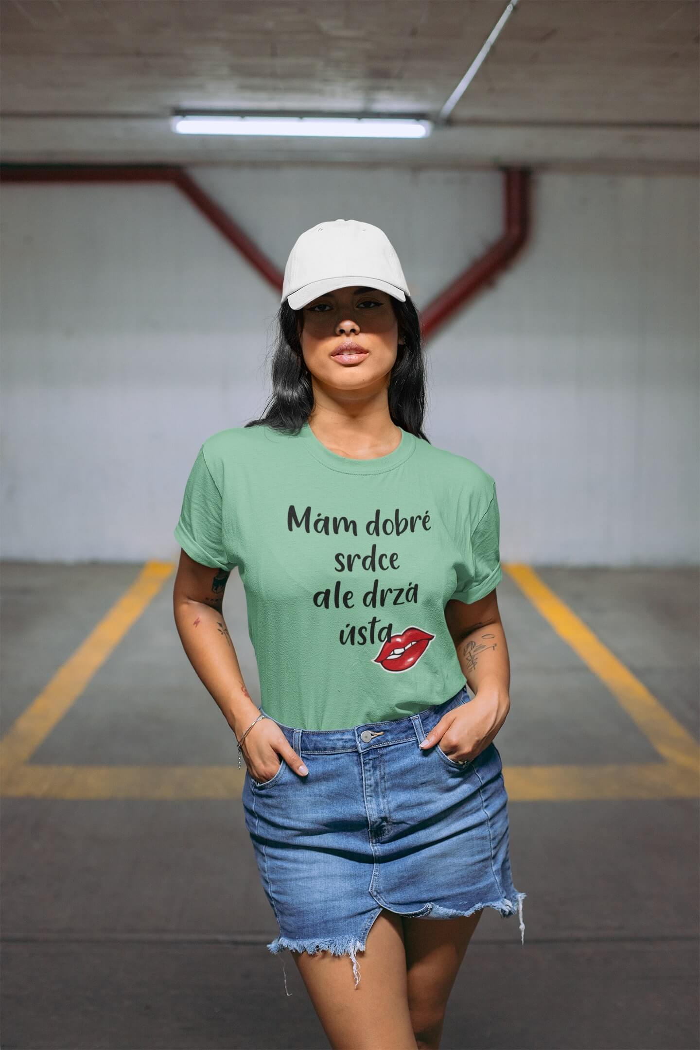 Dámské tričko Dobré srdce Barva: Mätová, Velikost: XS