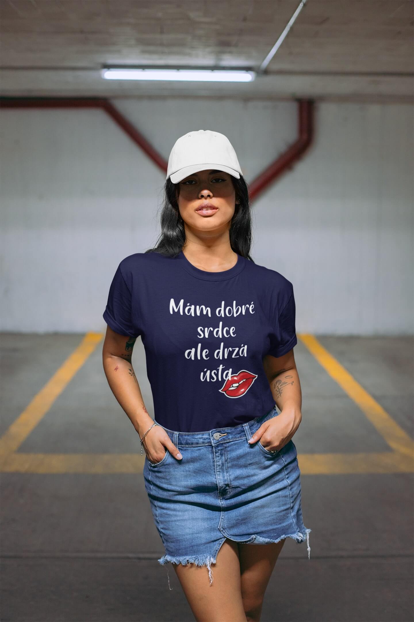 Dámské tričko Dobré srdce Barva: Půlnoční modrá, Velikost: 2XL