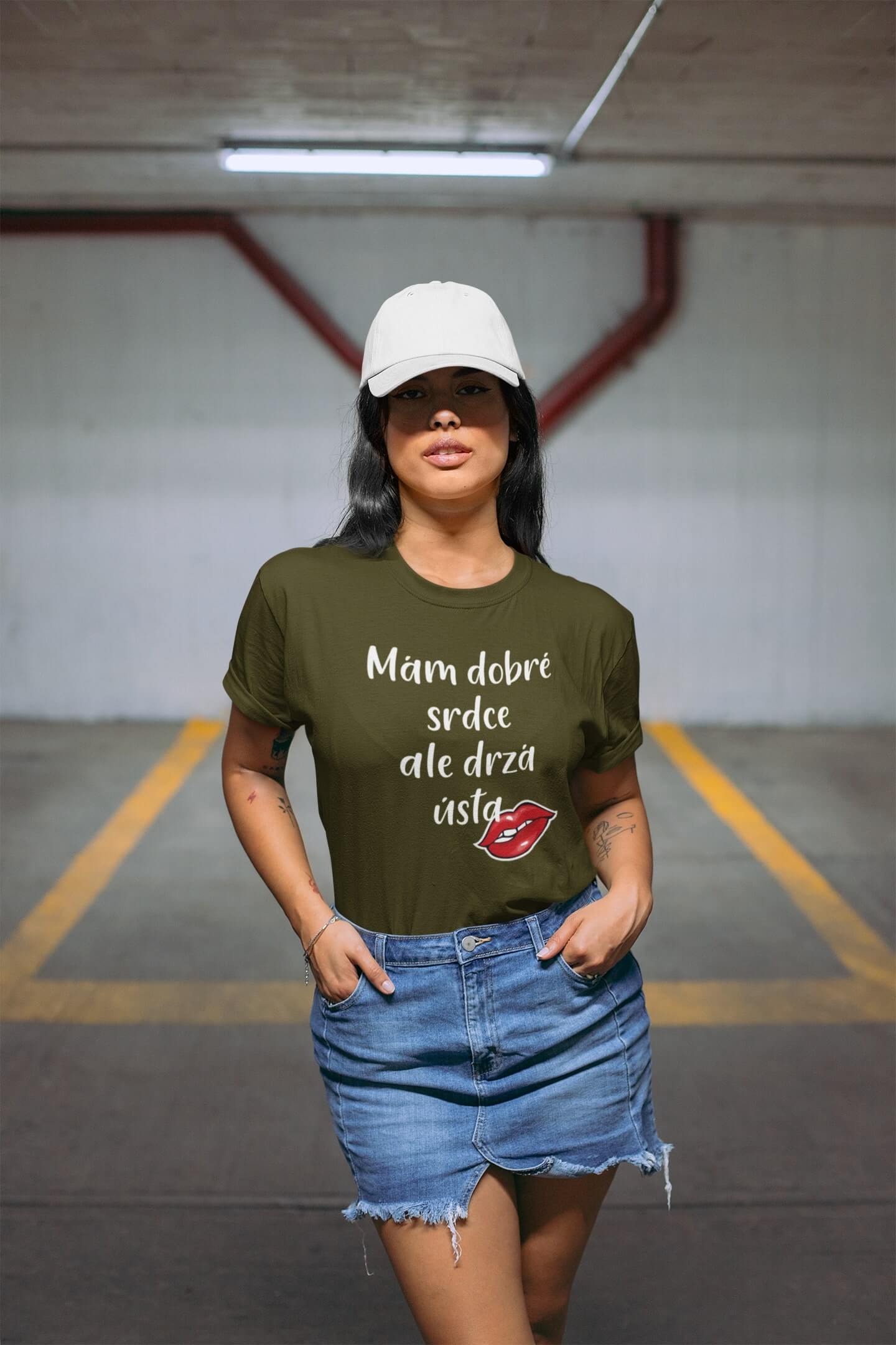 Dámské tričko Dobré srdce Barva: Khaki, Velikost: L