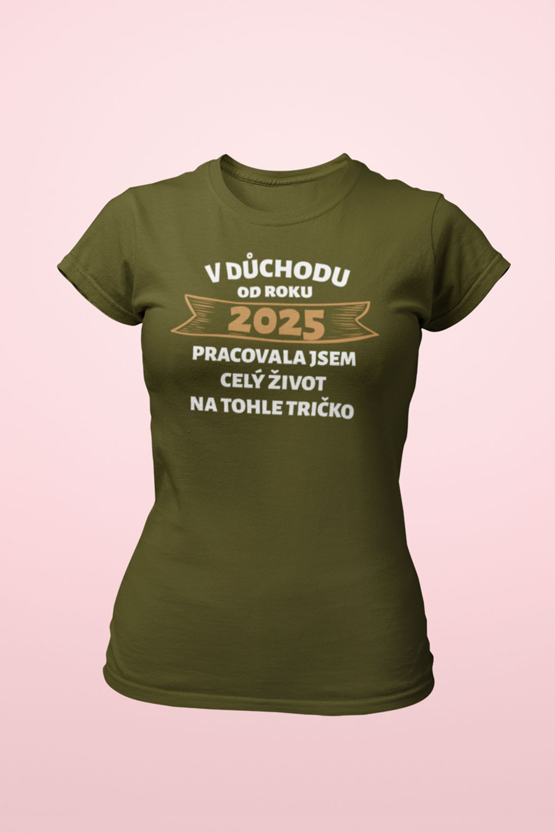 Dámské tričko V důchodu od roku... Barva: Khaki, Velikost: 2XL