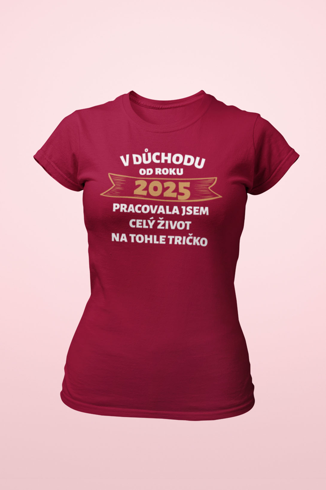 Dámské tričko V důchodu od roku... Barva: Marlboro červená, Velikost: S