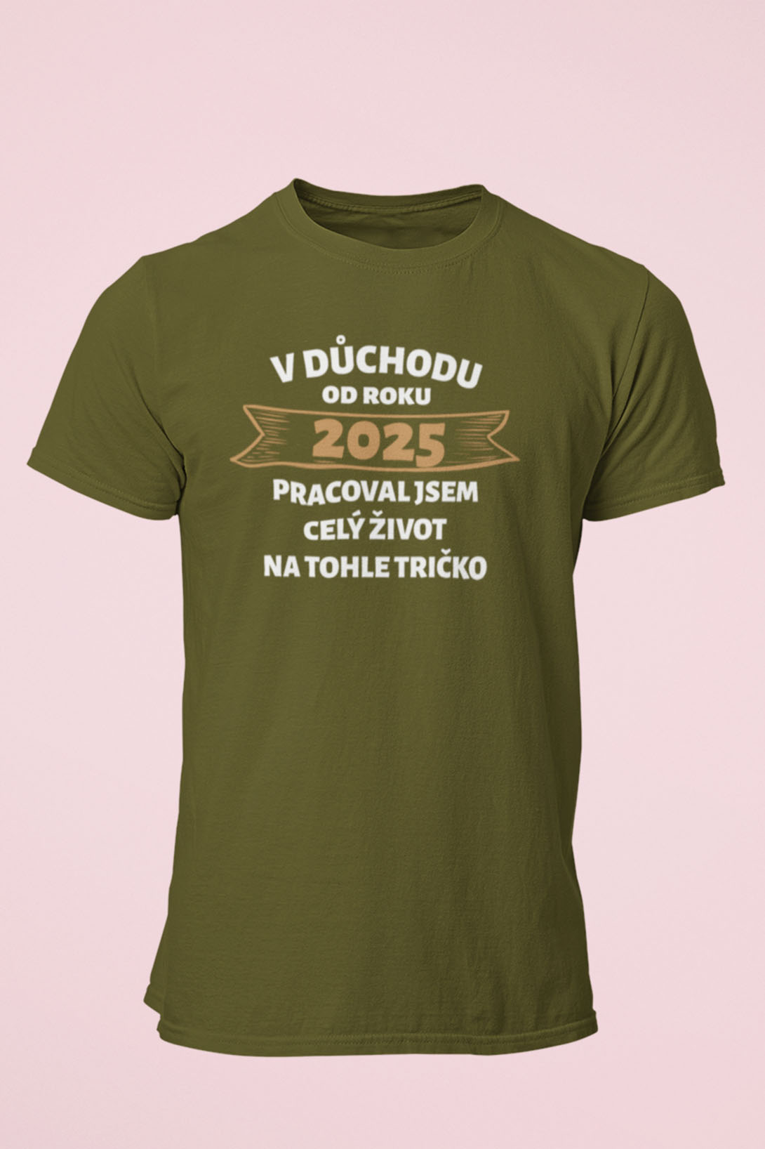 Pánské tričko V důchodu od roku... Barva: Khaki, Velikost: XL