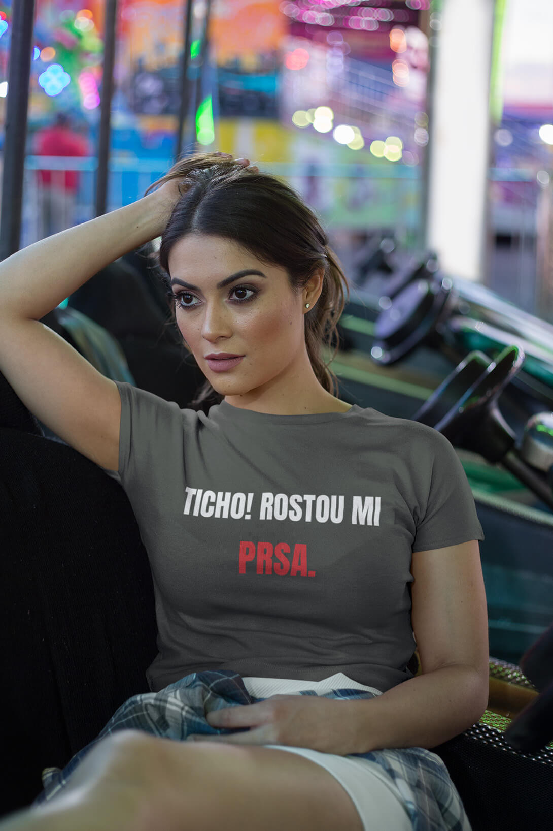 Levně Dámské tričko Prsa Barva: Tmavá břidlice