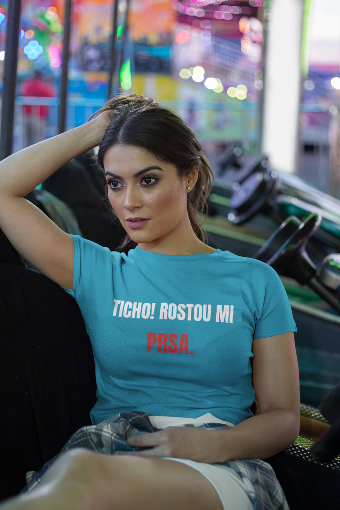 Levně Dámské tričko Prsa Barva: Tyrkysová